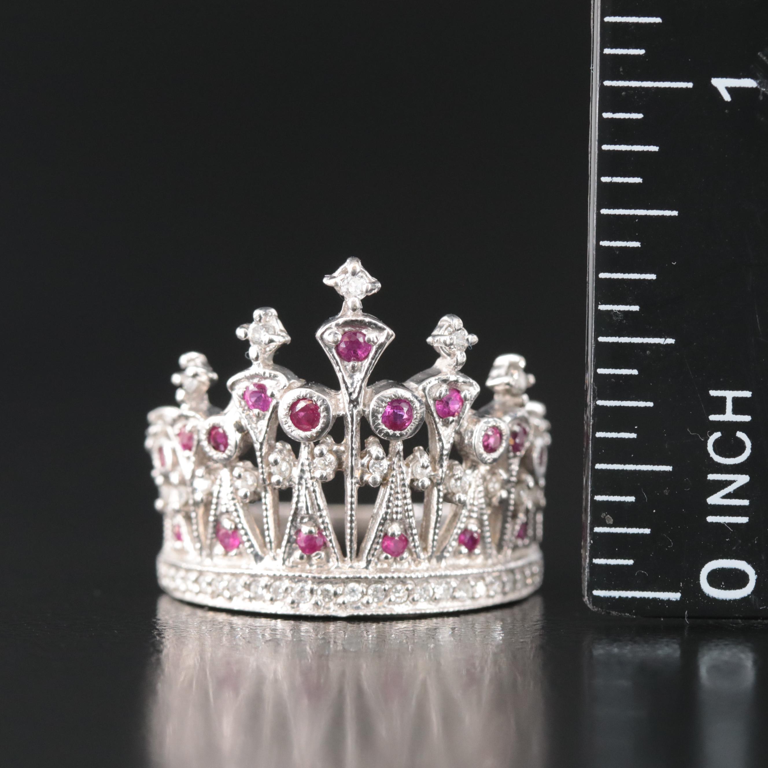 14K Ruby and Diamond Crown Ring
