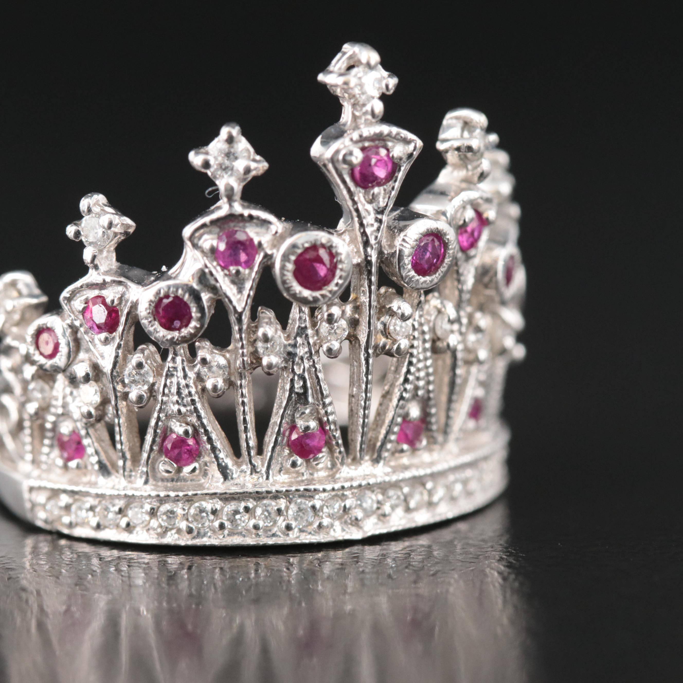 14K Ruby and Diamond Crown Ring
