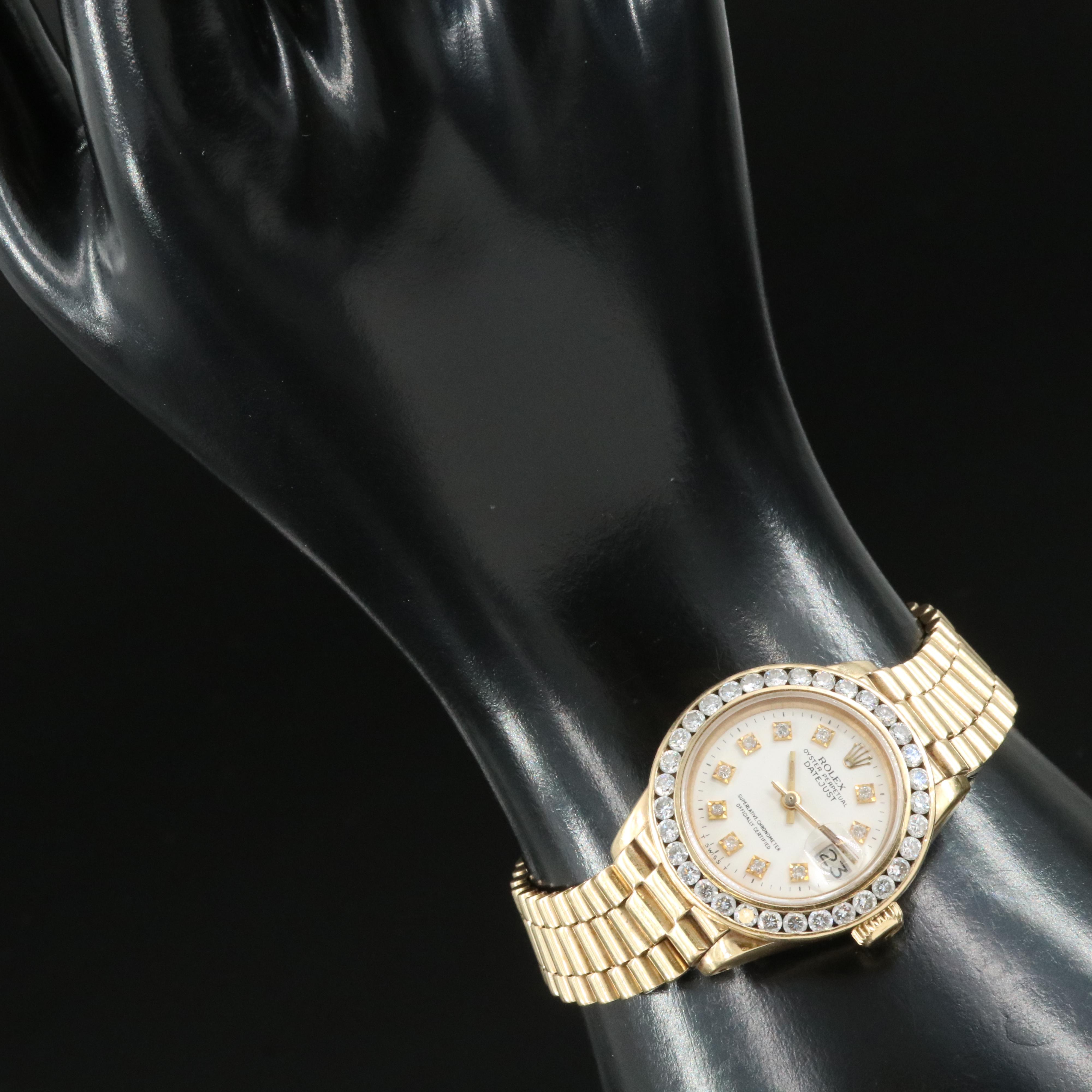 1979 18K Rolex Custom 1.59 CTW Diamond Bezel and Dial Datejust Watch