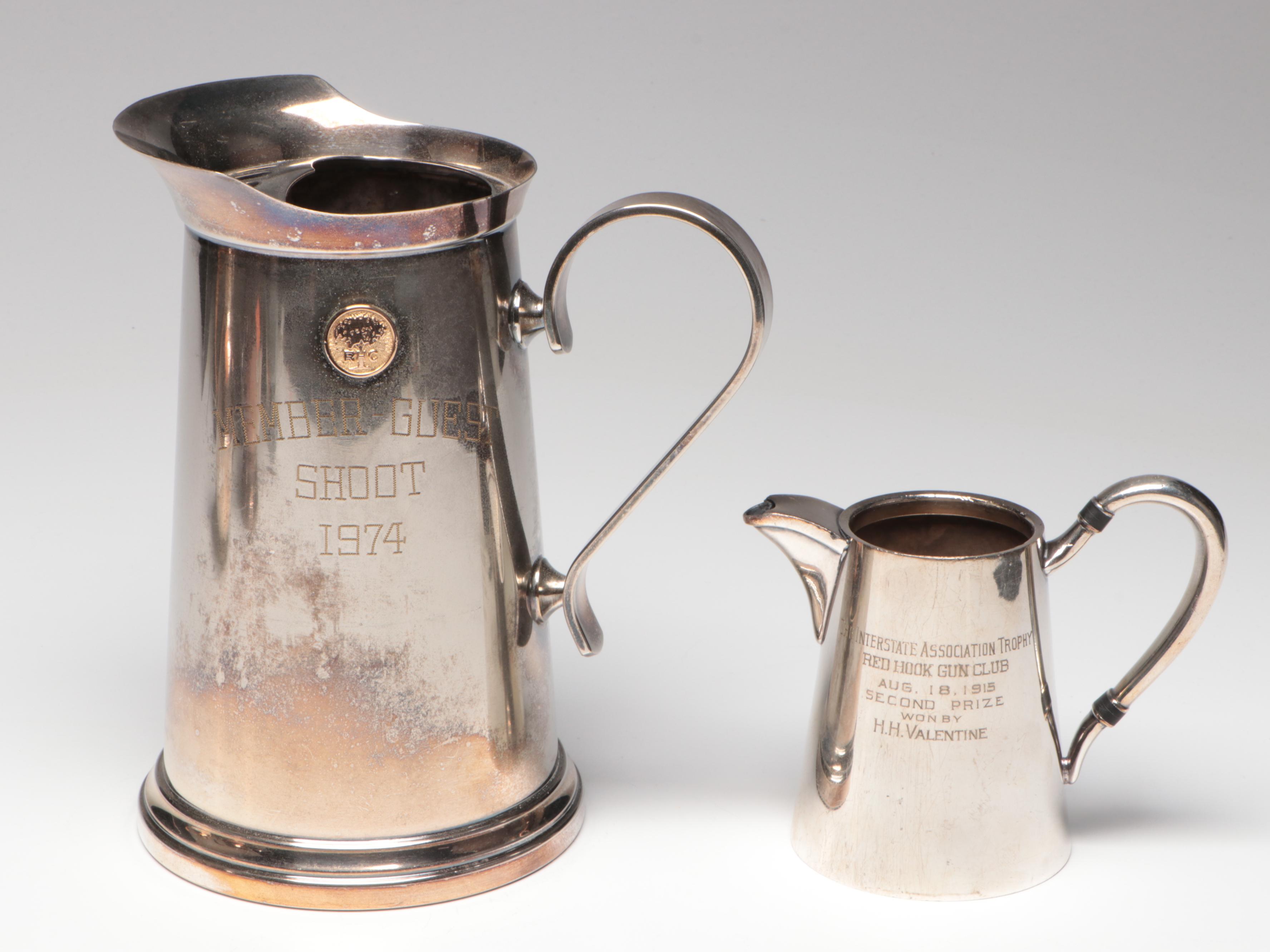 Silver Plate Marksmanship Trophy Pitchers, 20th Century