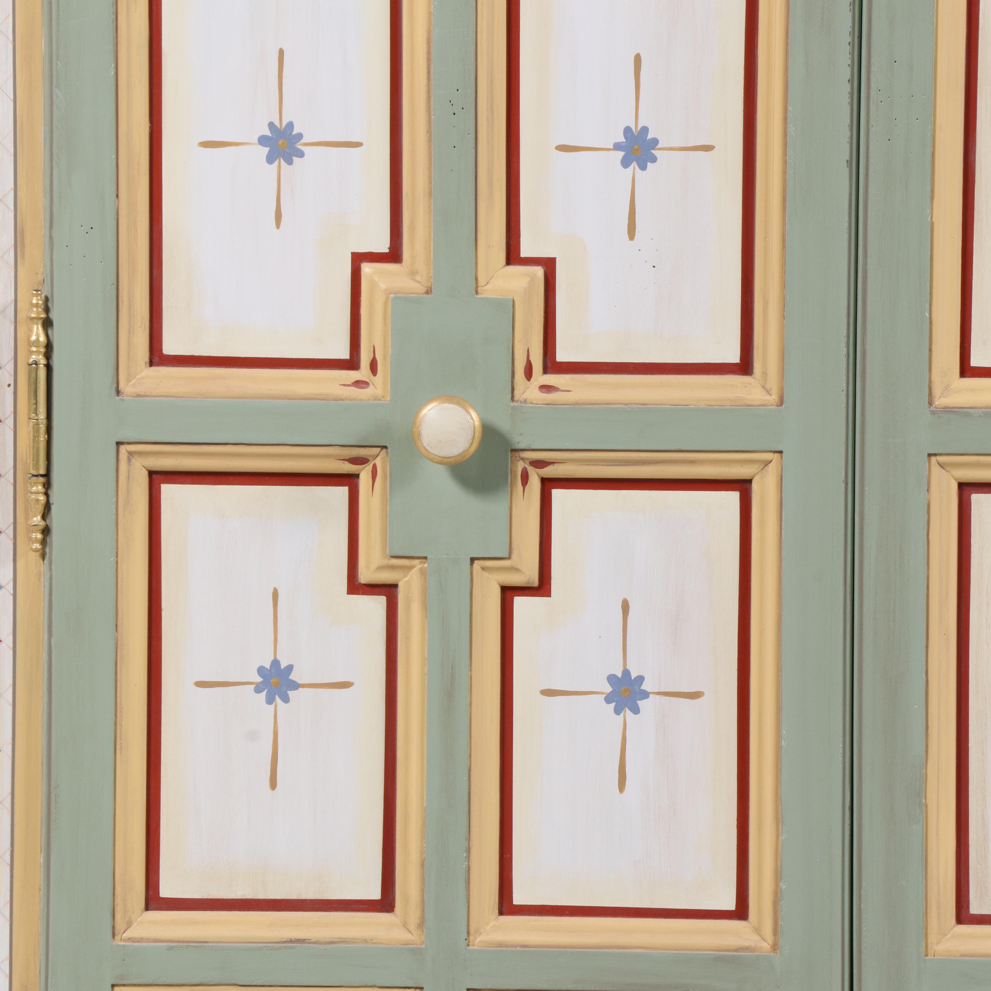 Drexel Custom-Painted and Parcel-Gilt Media Armoire, Late 20th Century