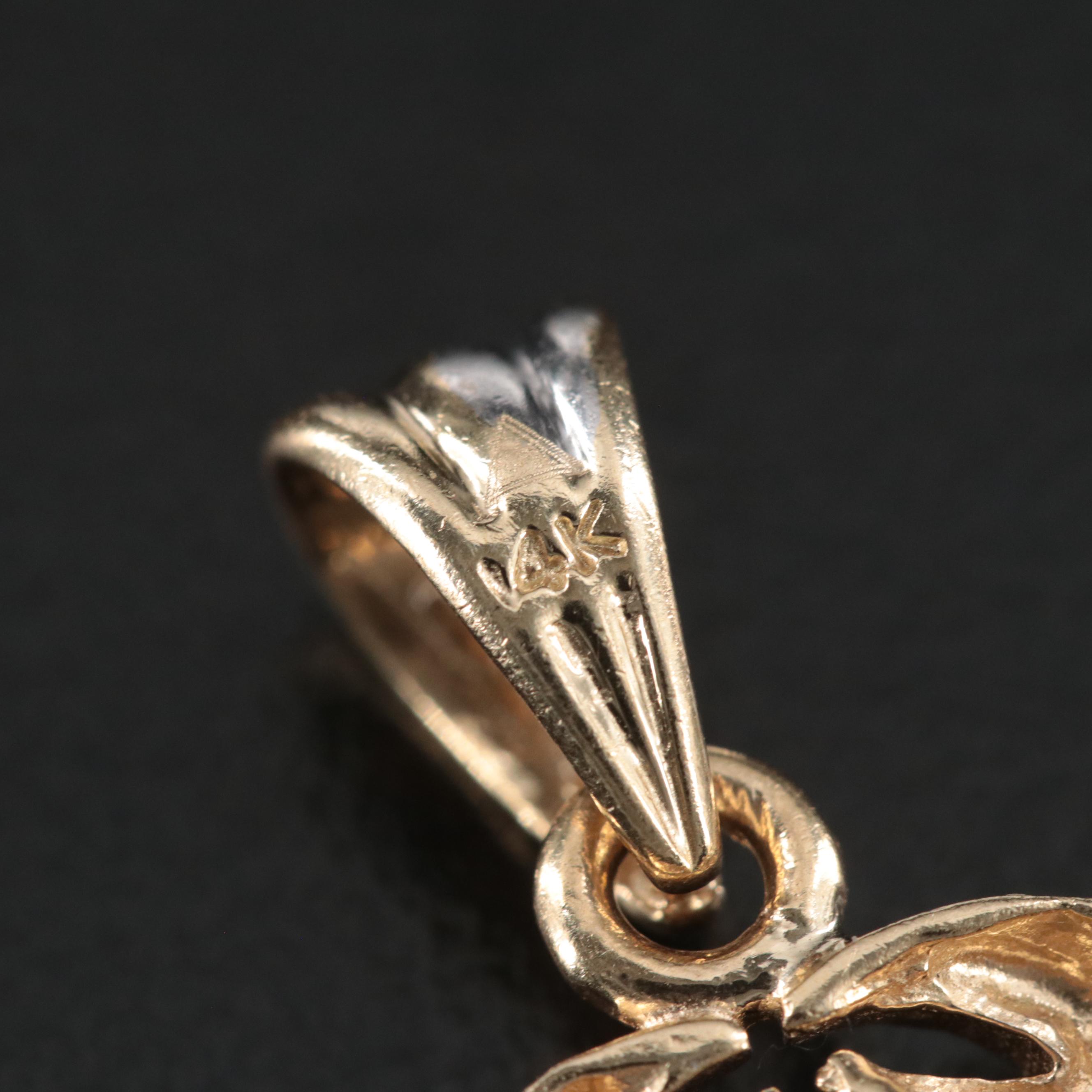 14K Tri-Color CZ and Ruby Crab Pendant