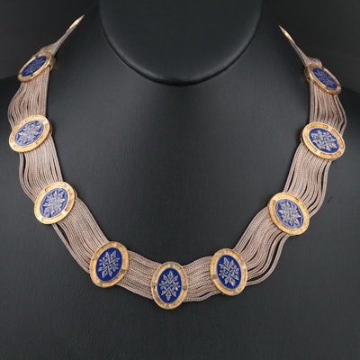 Byzantine Style Turkish Sterling Enamel Station Necklace