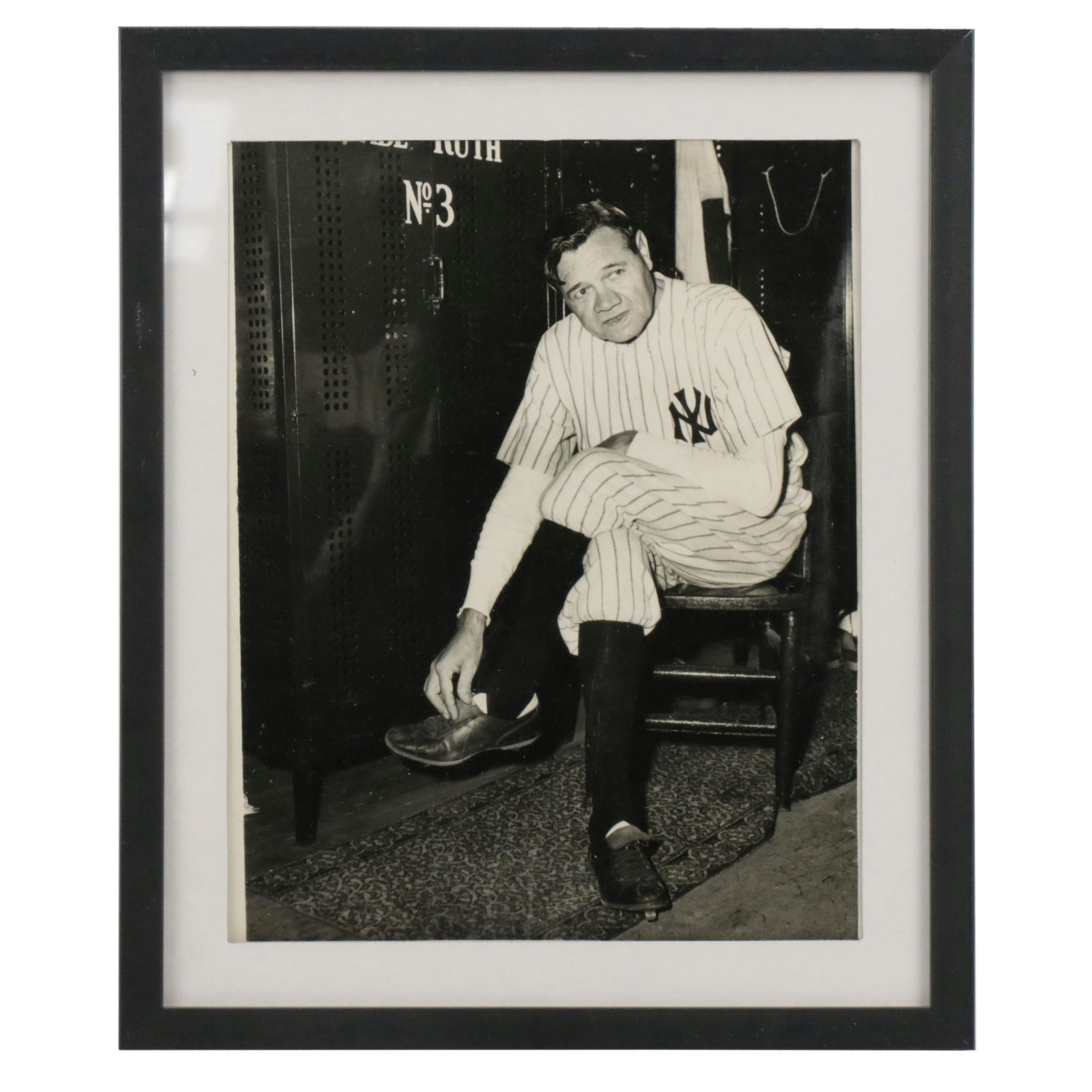 New York Yankees Locker Room Baseball Print Featuring Babe Ruth