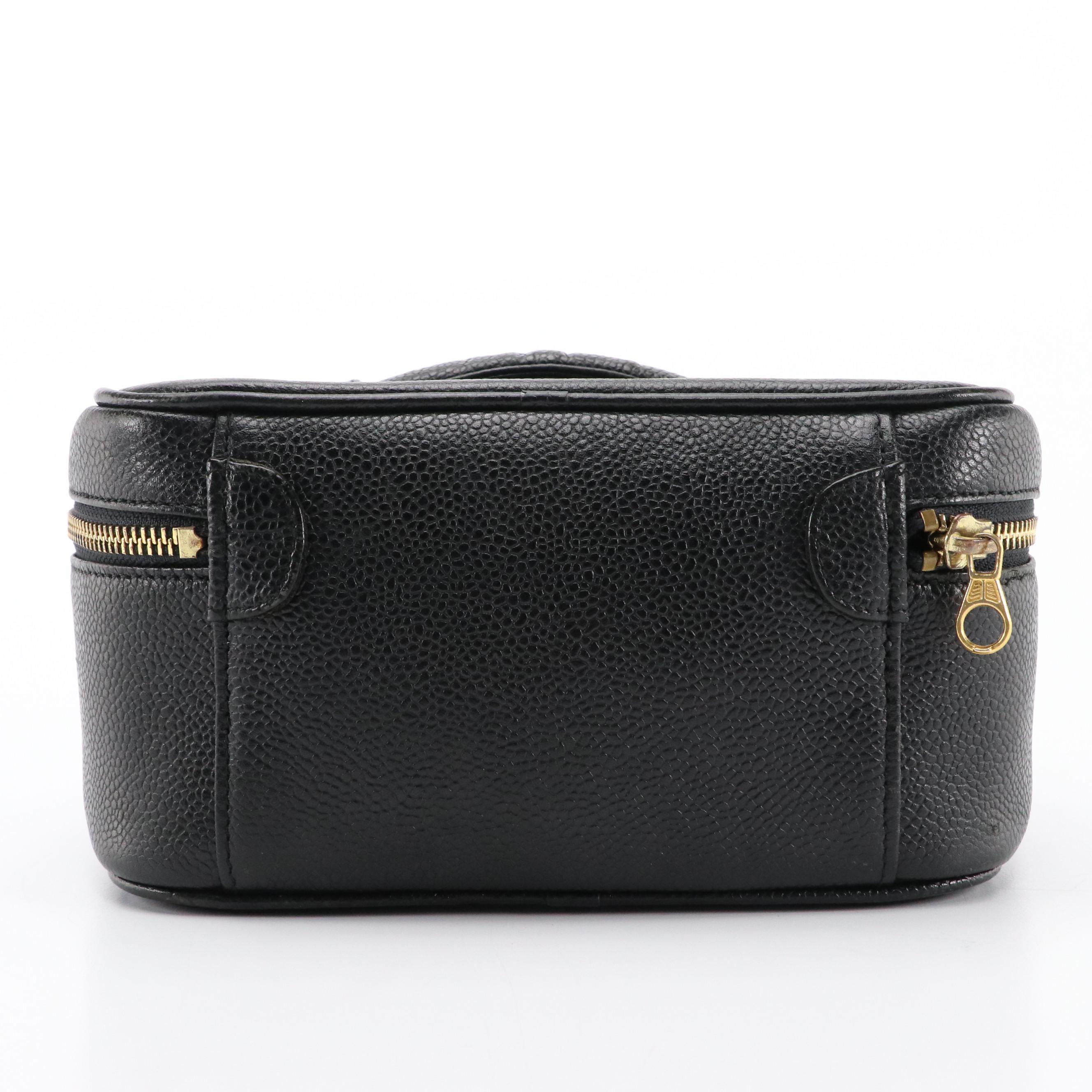 Chanel CC Zip-Around Vanity Case in Black Caviar Leather