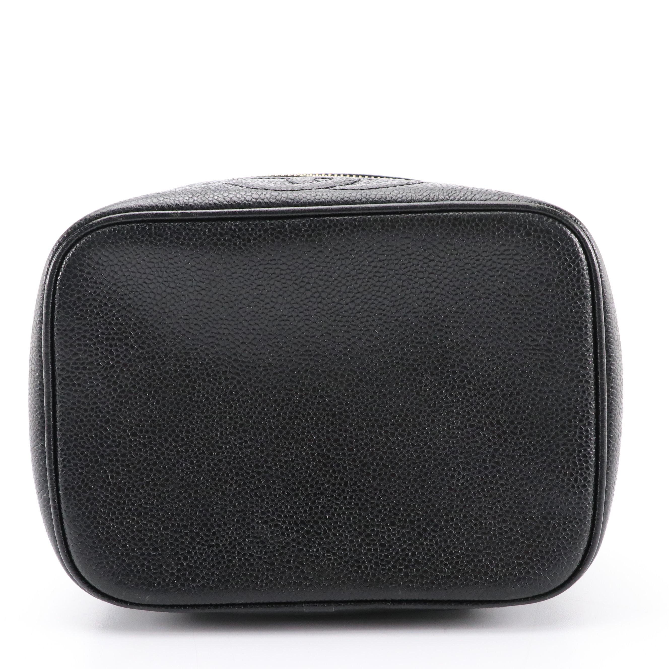 Chanel CC Zip-Around Vanity Case in Black Caviar Leather