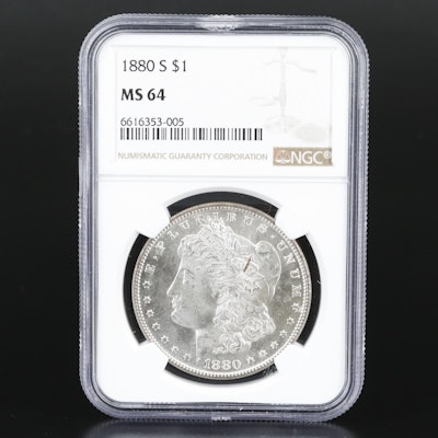 NGC Graded MS64 1880-S Morgan Silver Dollar