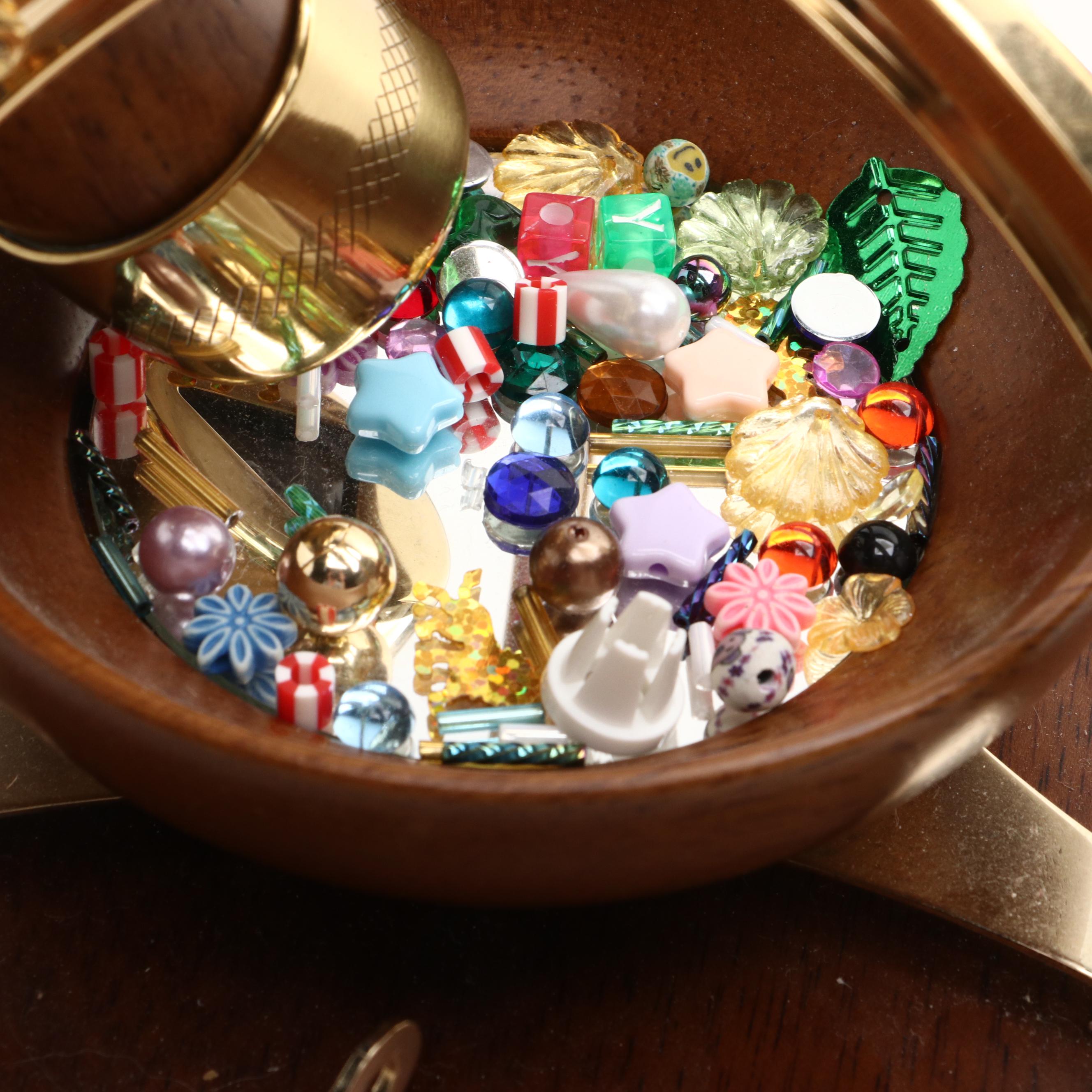 Nellie Bly Lacquered Brass, Glass and Wood Wind Up Kaleidoscope Music Box