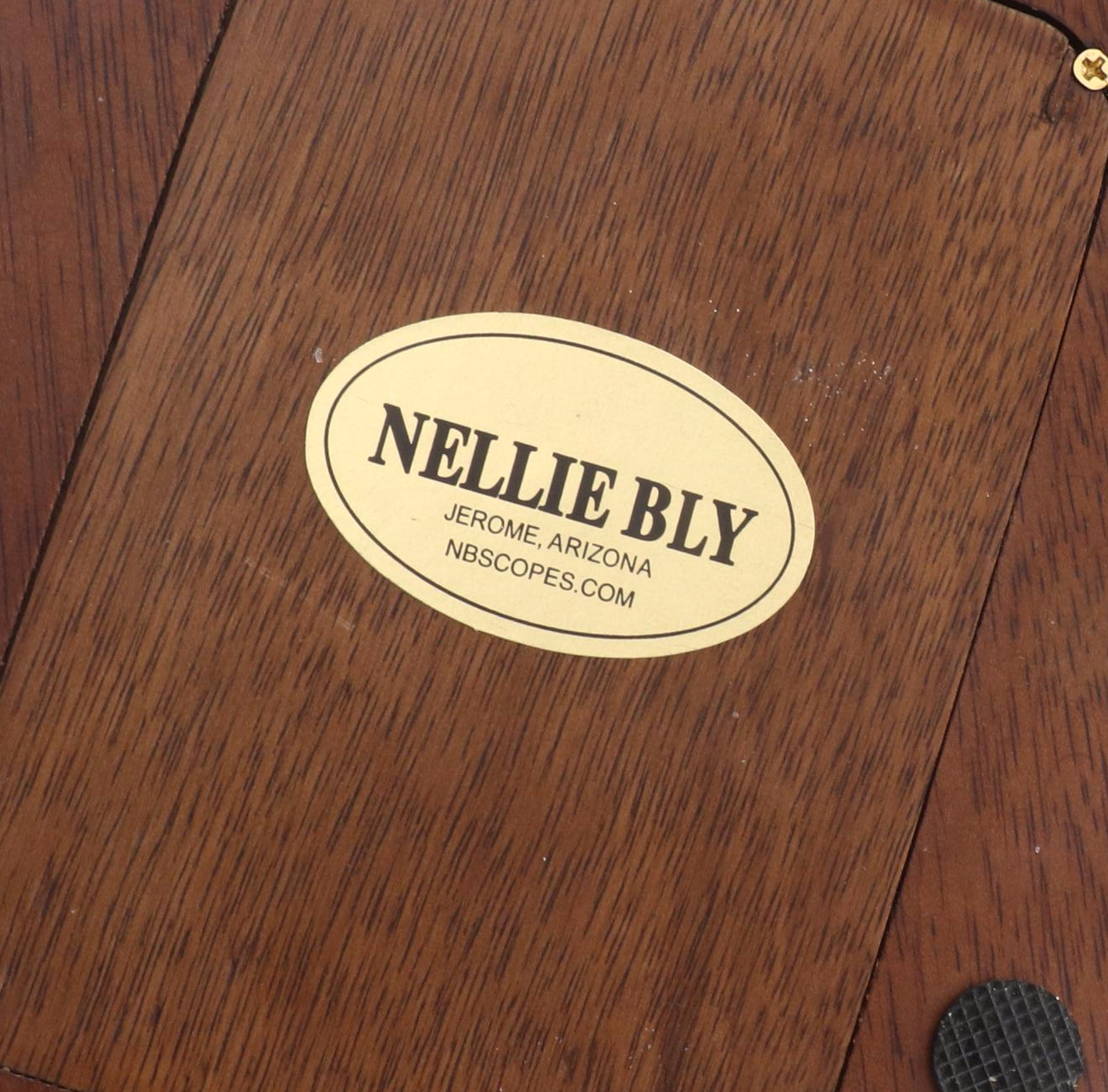 Nellie Bly Lacquered Brass, Glass and Wood Wind Up Kaleidoscope Music Box
