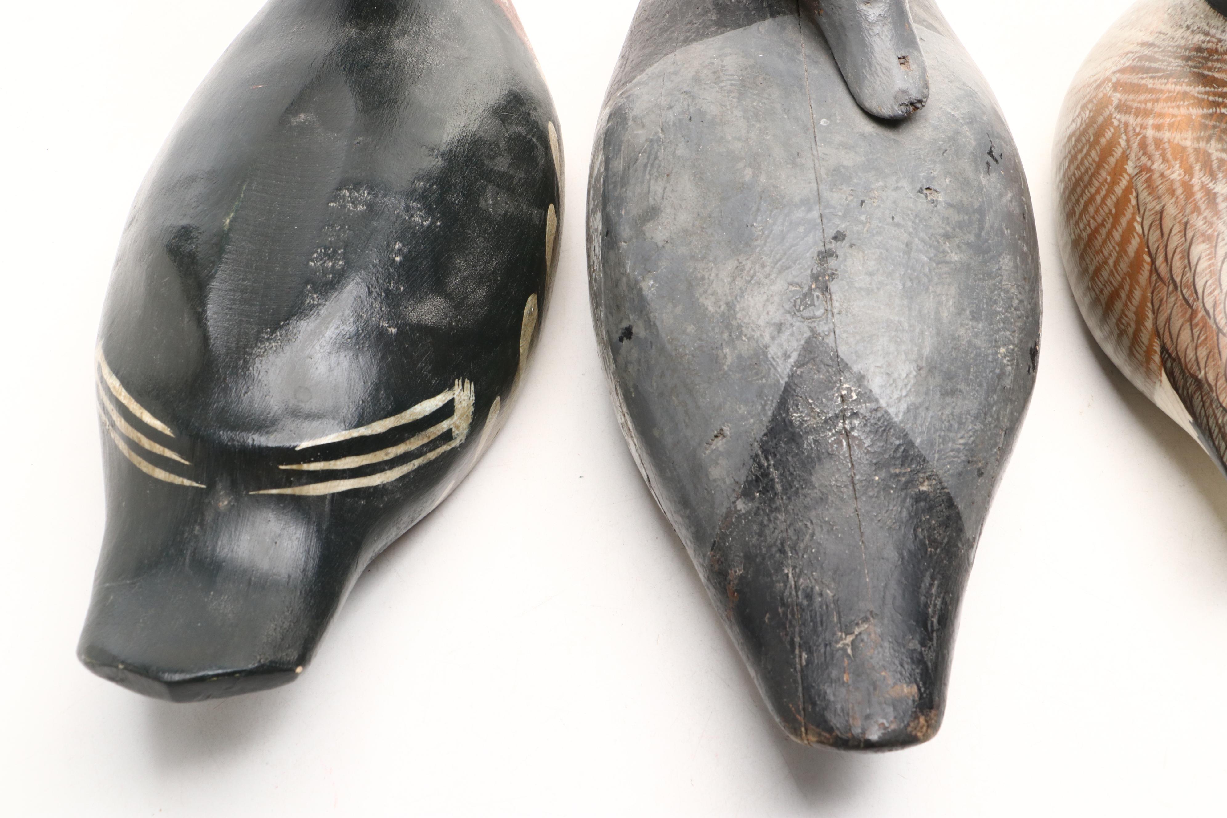 Wooden Canvasback Decoy with Other Hand-Painted Duck & Goose Decoys