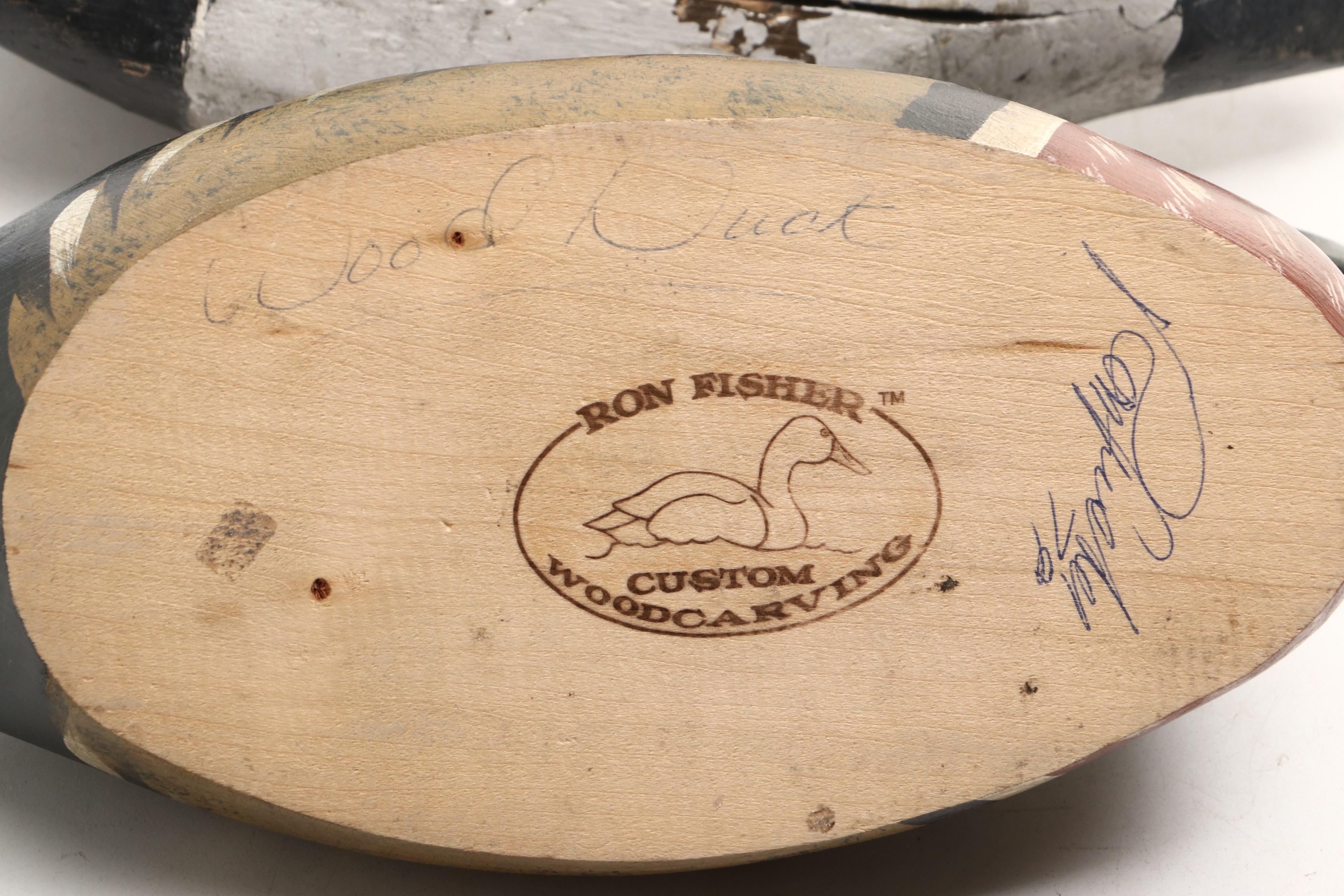 Wooden Canvasback Decoy with Other Hand-Painted Duck & Goose Decoys