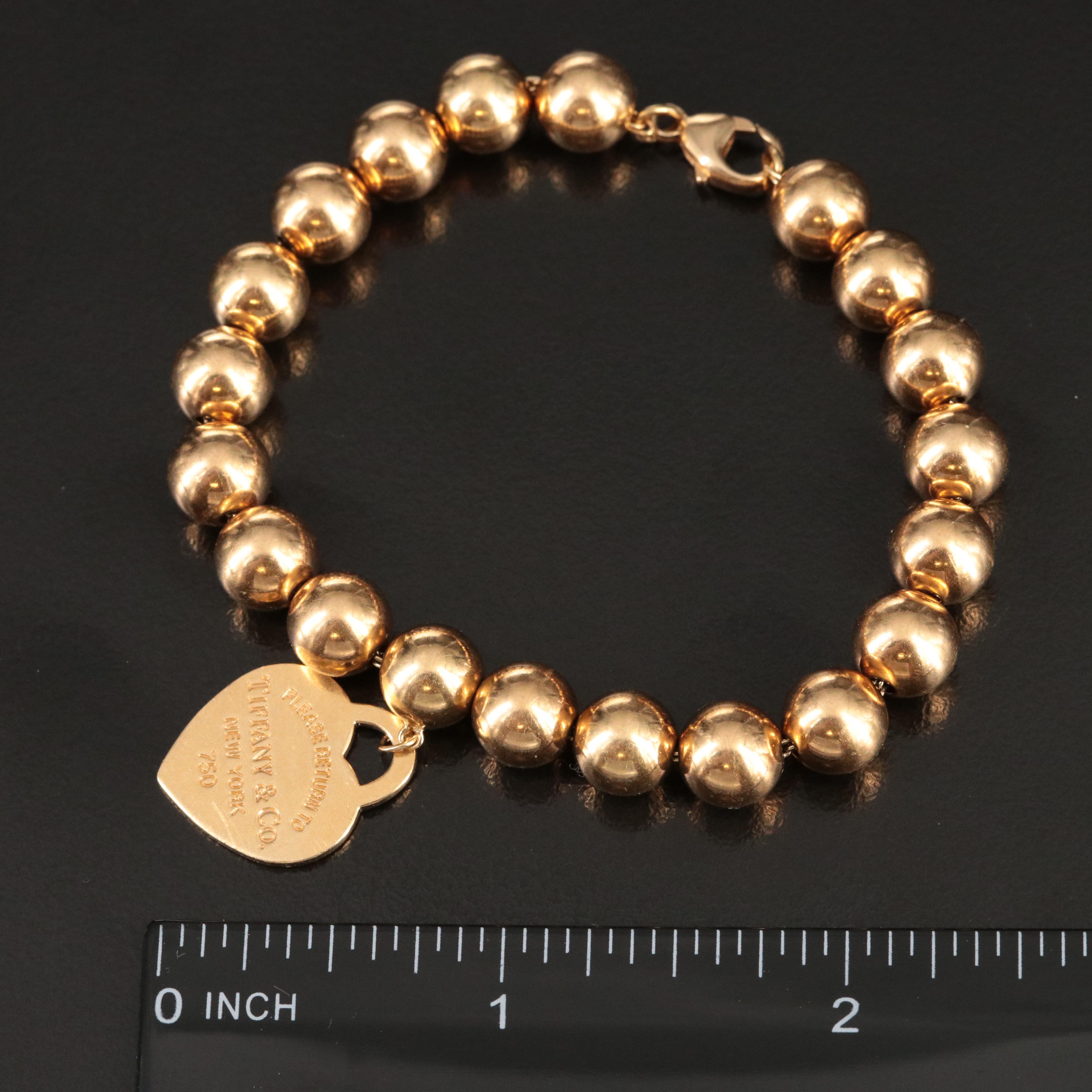 Tiffany & Co. 18K Return to Tiffany Heart Tag Bead Bracelet