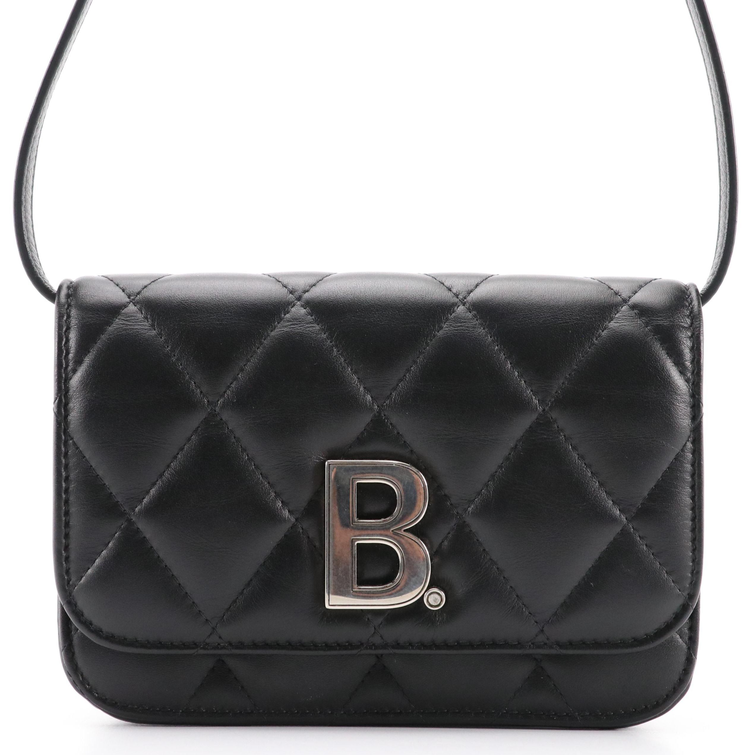 Balenciaga B. Logo Black Quilted Leather Belt Bag