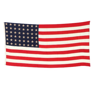 Machine-Stitched Fabric 48-Star American Flag, Mid to Late 20th C.