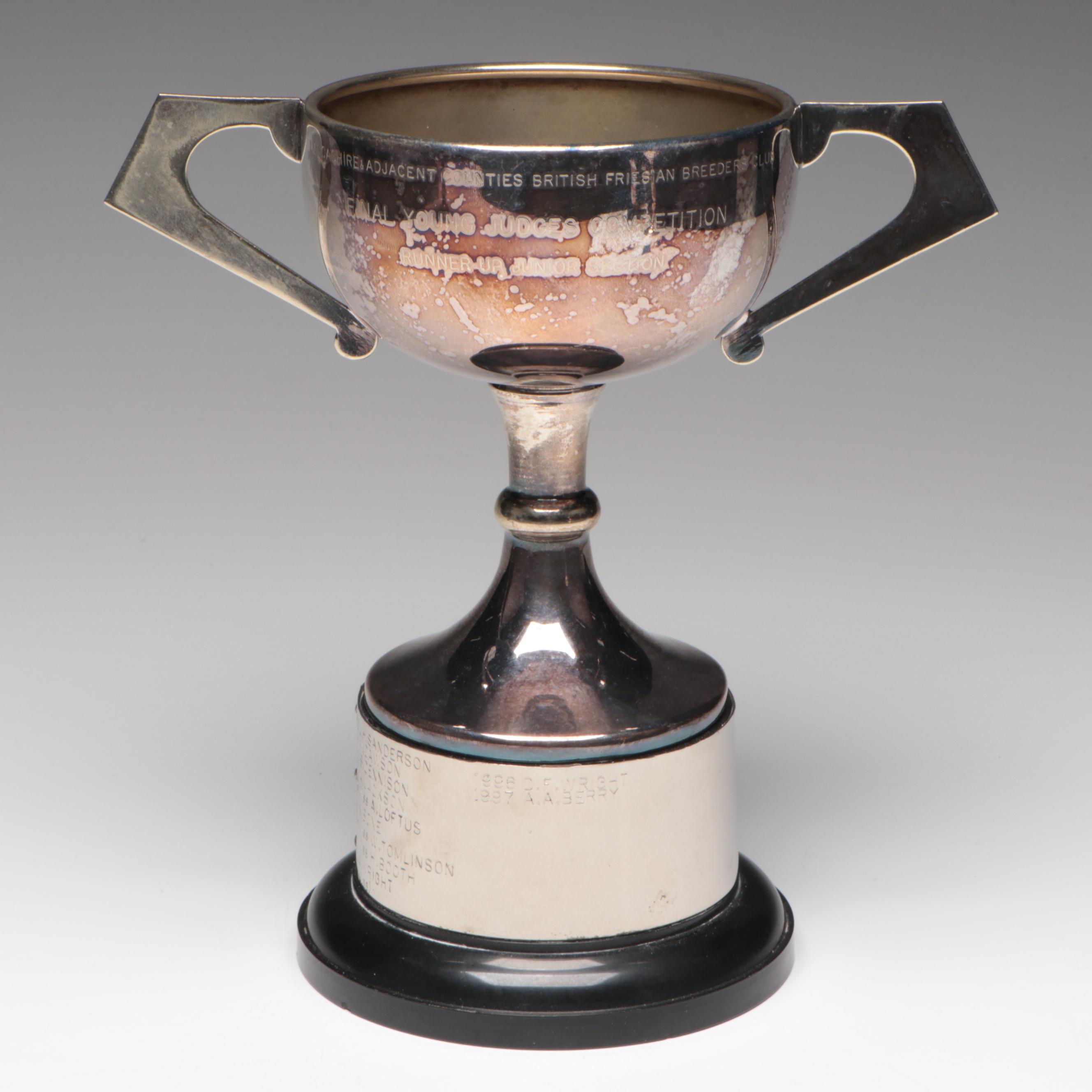 English Sterling and Plate Dairy Trophies Including "Clean Milk Competition"