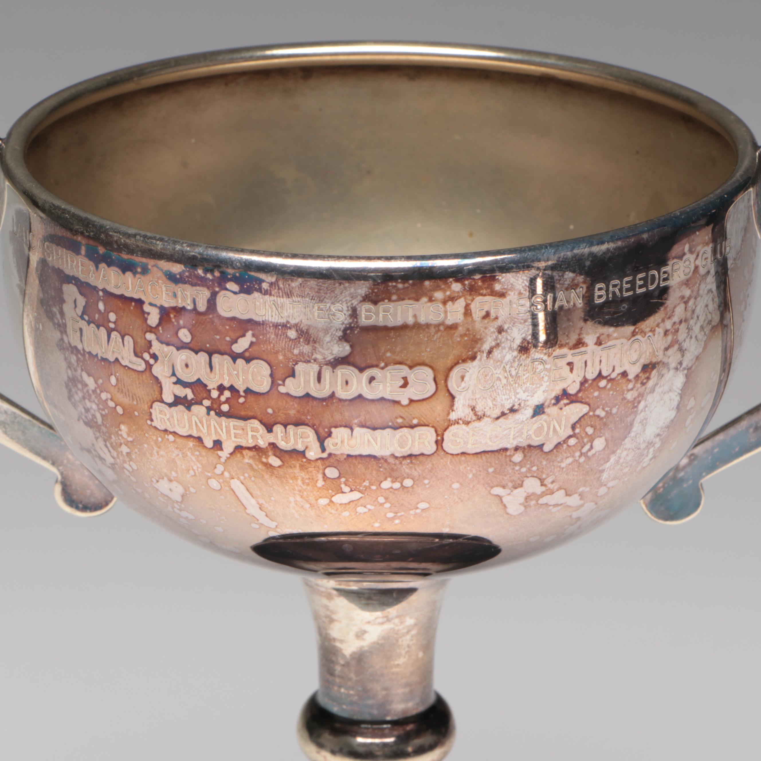 English Sterling and Plate Dairy Trophies Including "Clean Milk Competition"