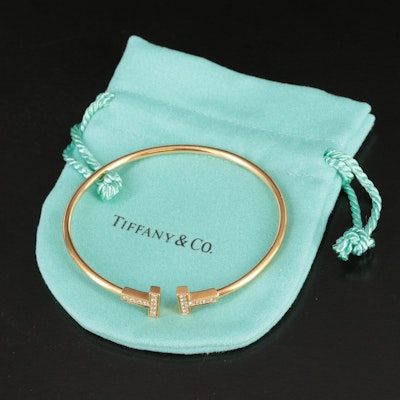 Tiffany & Co. 18K 0.36 CTW Diamond T Wire Flex Bracelet
