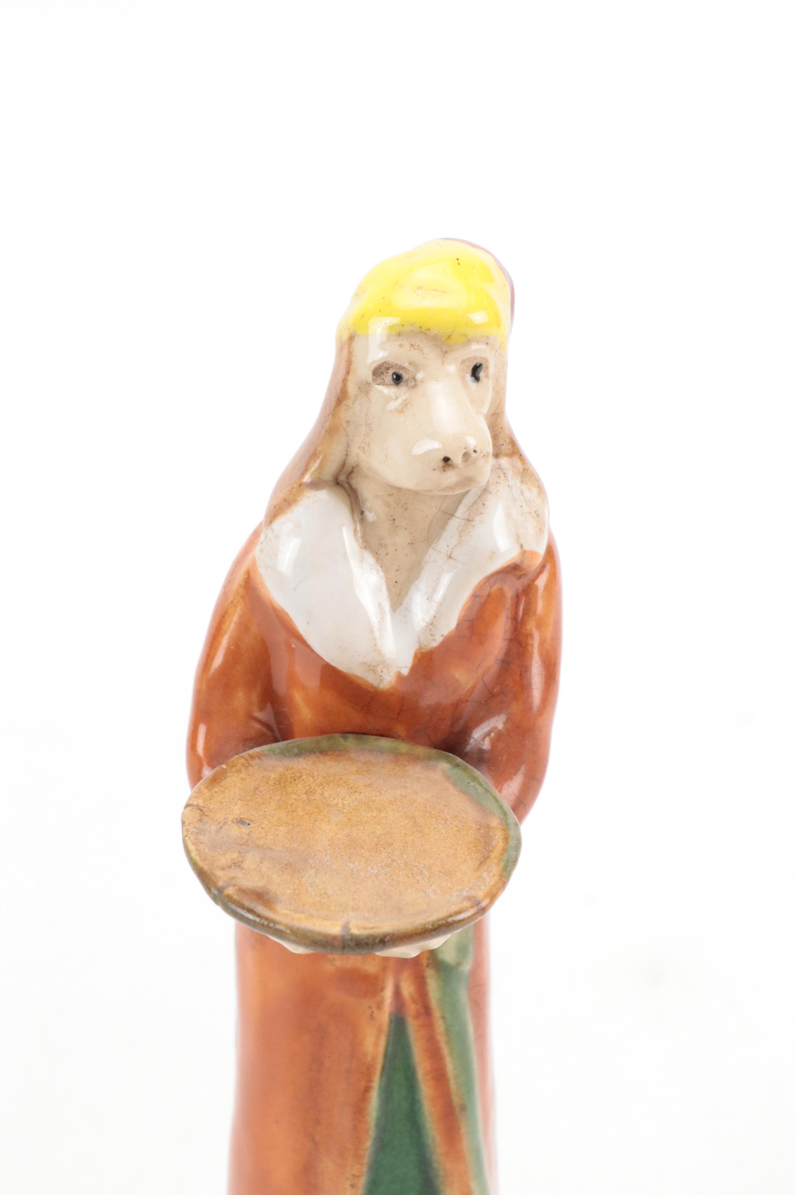 Butler Dog with Tray Ceramic Figurine, Vintage