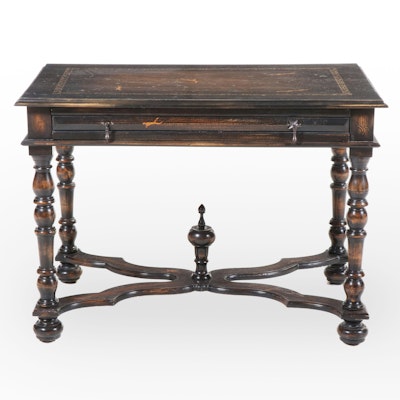 Louis XIII Style Ebonized and Parcel-Gilt Writing Table