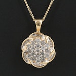 10K 0.77 CTW Diamond Cluster Pendant with 14K Cable Chain