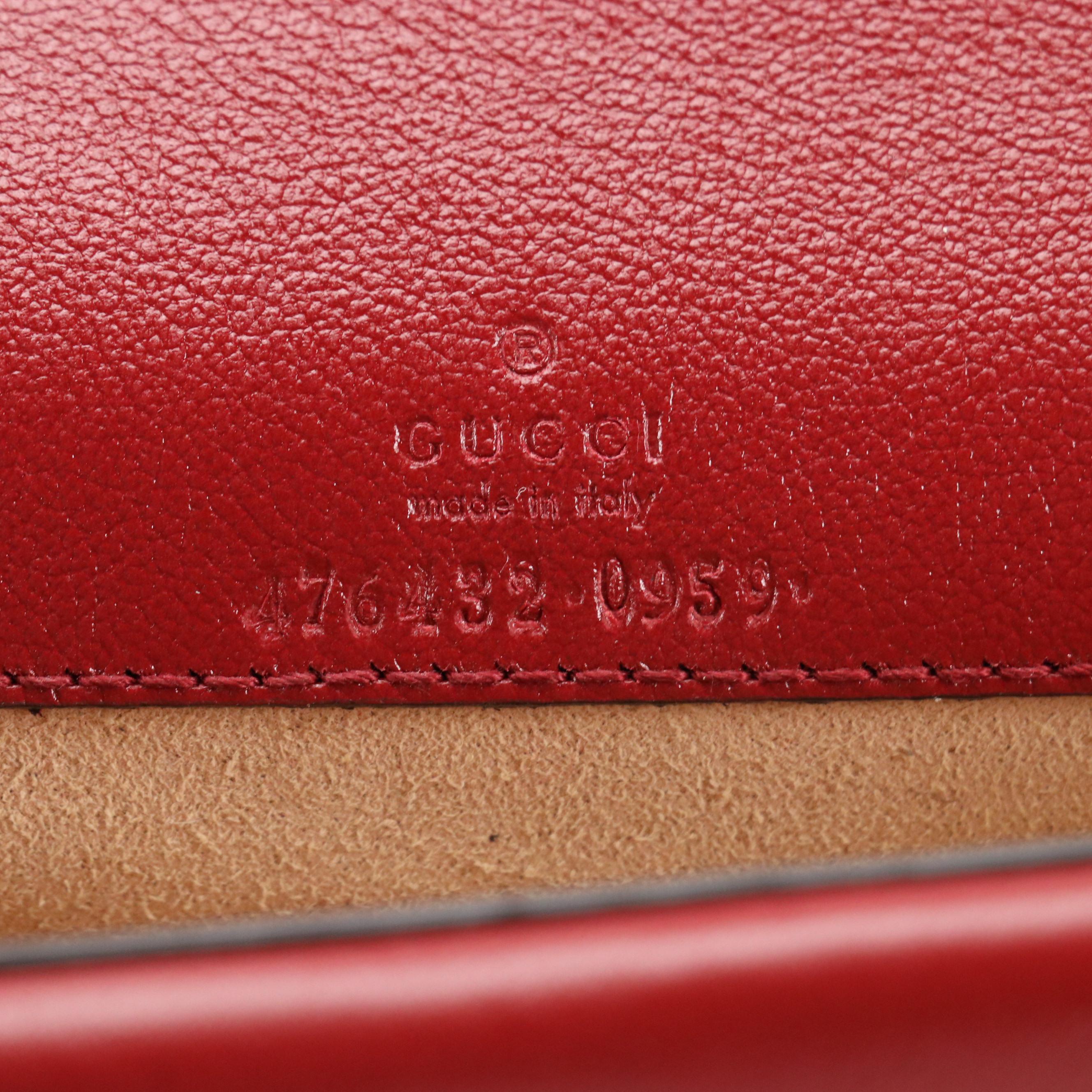 Gucci Dionysus Super Mini Crossbody Bag in B&W GG Tweed & Cherry Red Leather