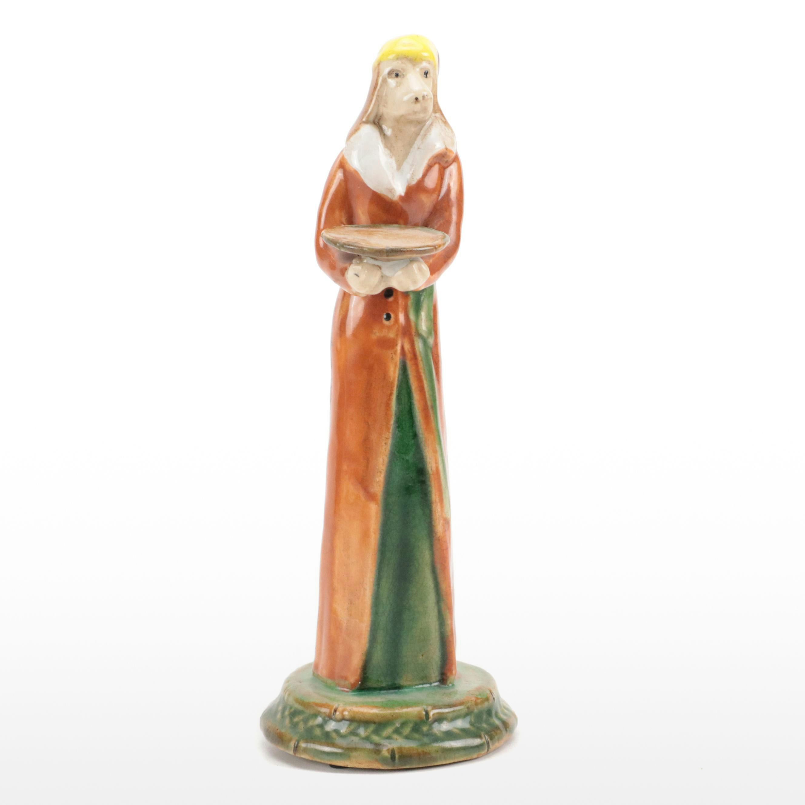 Butler Dog with Tray Ceramic Figurine, Vintage