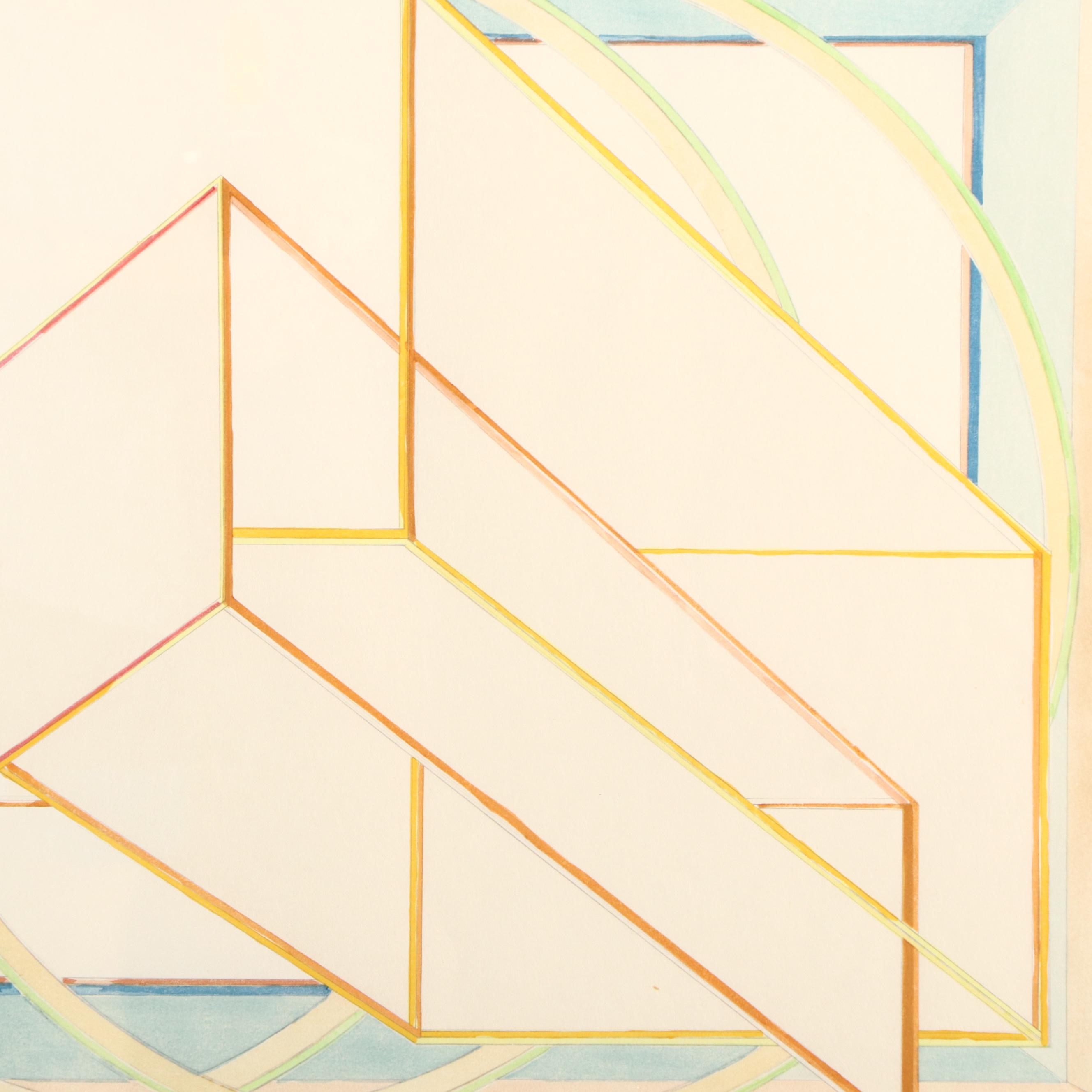 Al Held "Kyoto-Wa" Colored Woodcut, 1985