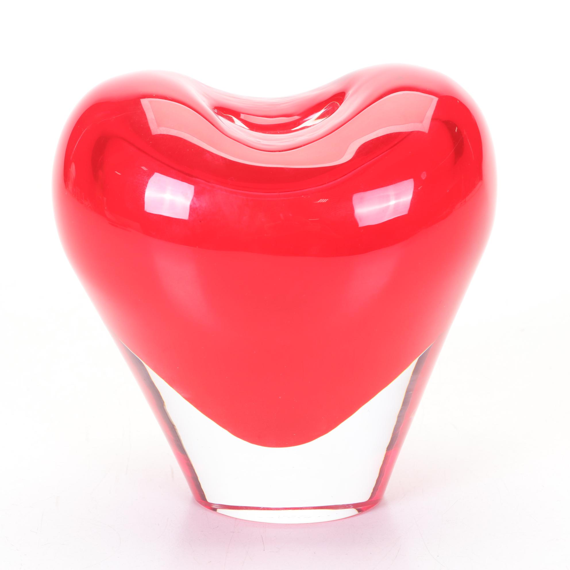 Salviati Murano Blown Glass Heart Bud Vase Designed By Maria Christina Hamel