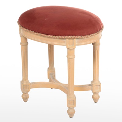 Isenhour Furniture Louis XVI Style Beech and Custom-Upholstered Tabouret