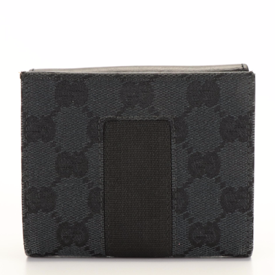 Gucci GG Antracite Compact Wallet in Black Canvas and Leather