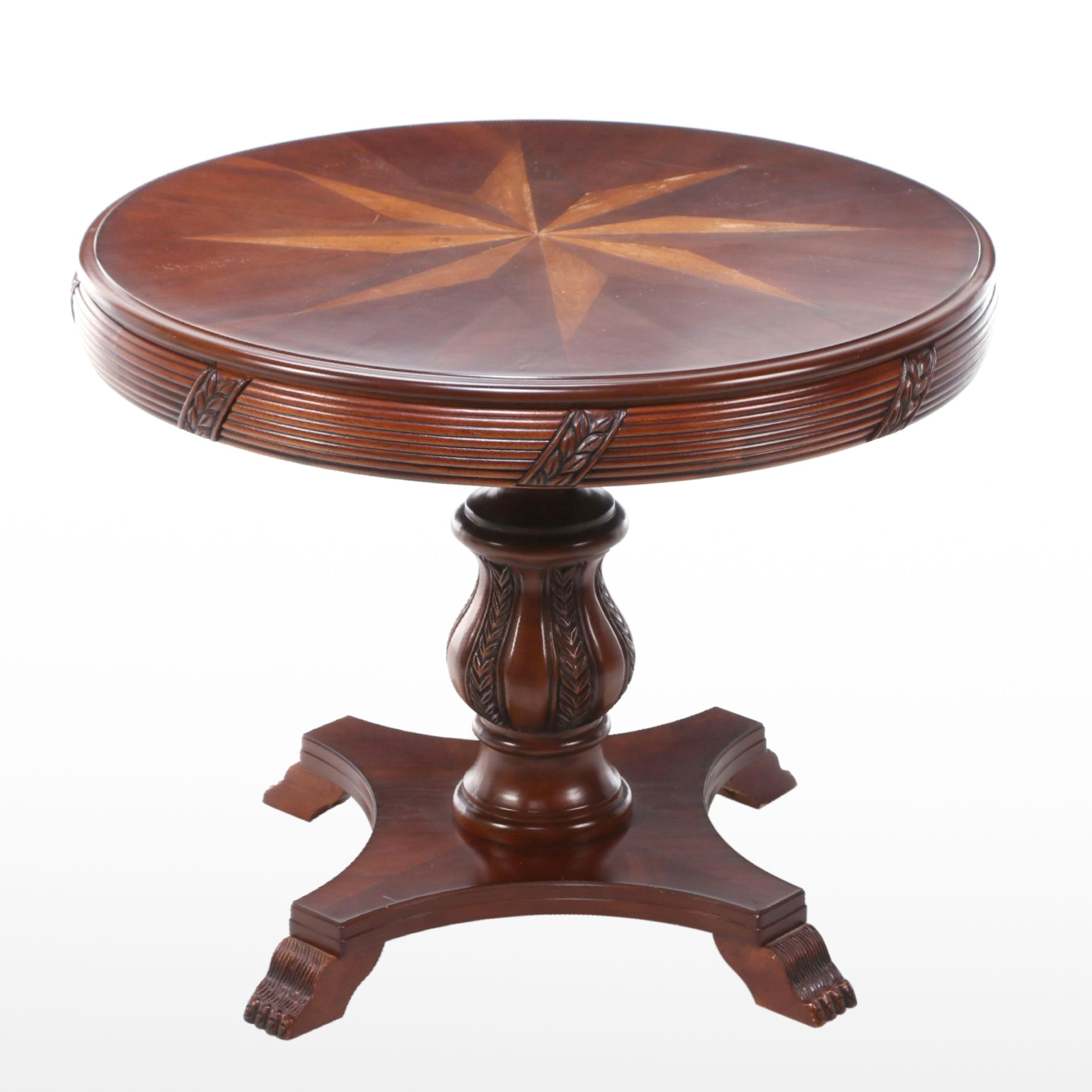 William IV Style Mahogany and Compass Star Inlay Table