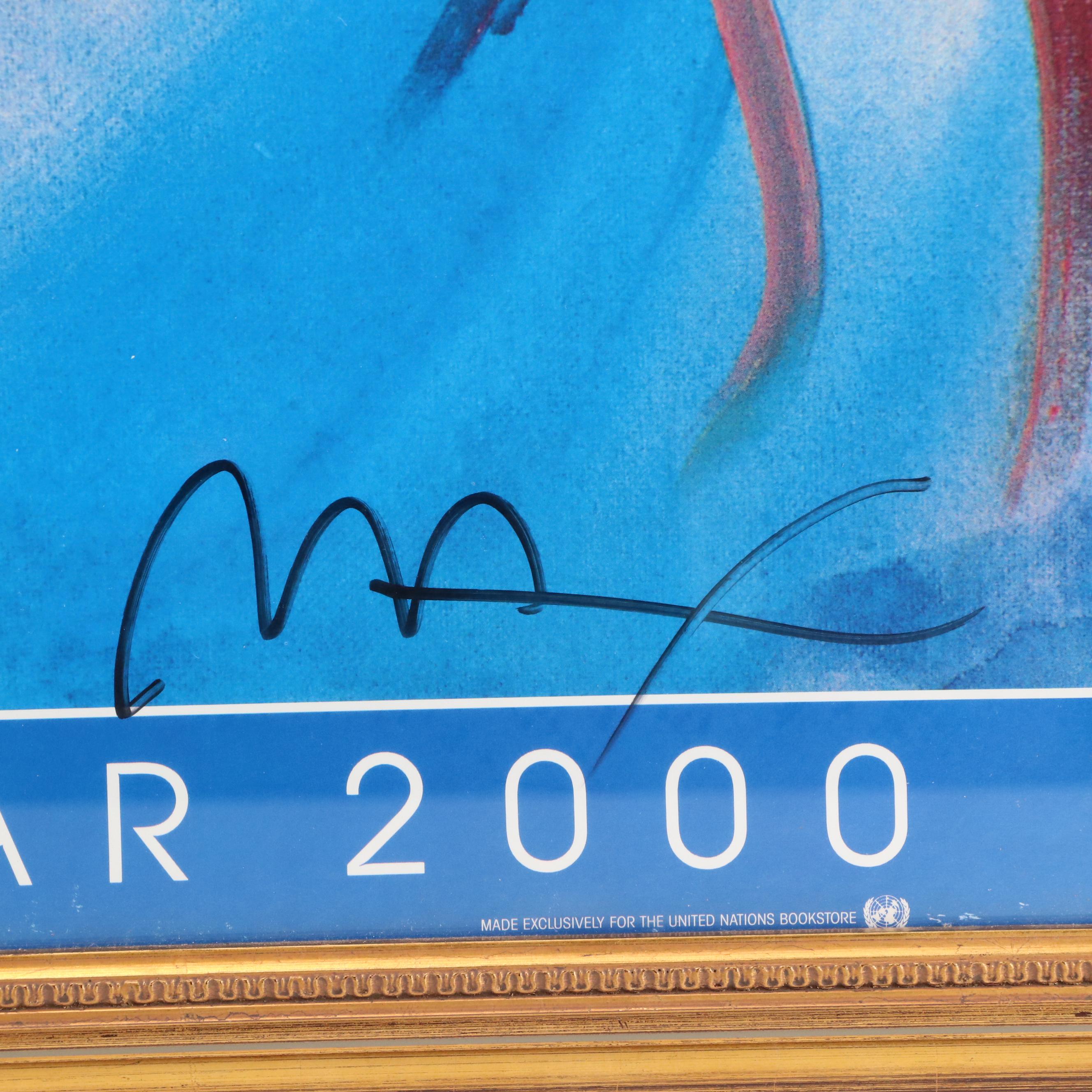 Peter Max Signed Offset Lithograph Poster "Peace by the Year 2000"
