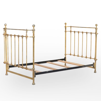 Victorian Brassed Metal Bed Frame, Early 20th Century