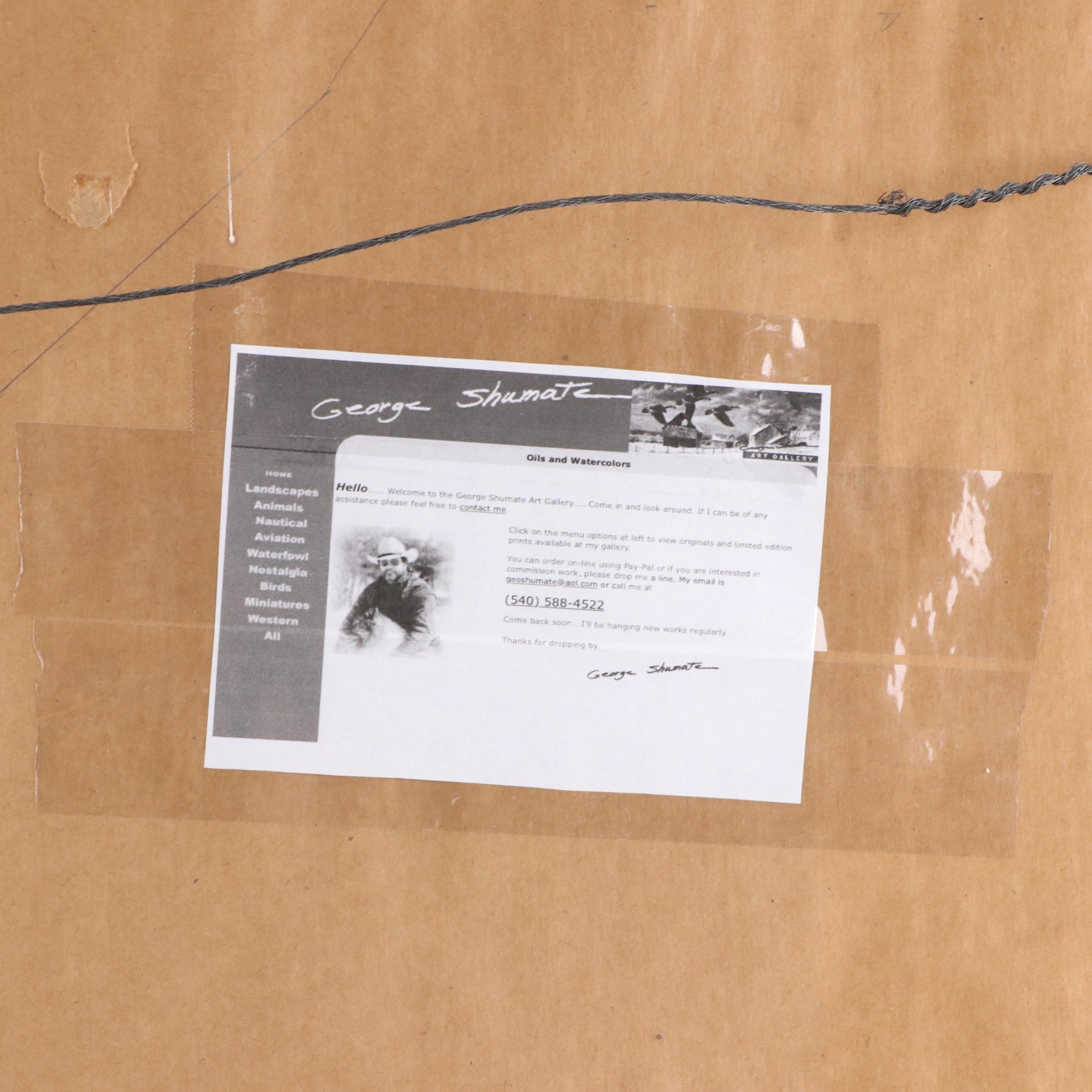 George Shumate Watercolor Painting of a Farmhouse in the Snow, Late 20th C