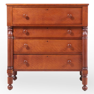 American Empire Cherrywood Four-Drawer Chest, Mid-19th Century