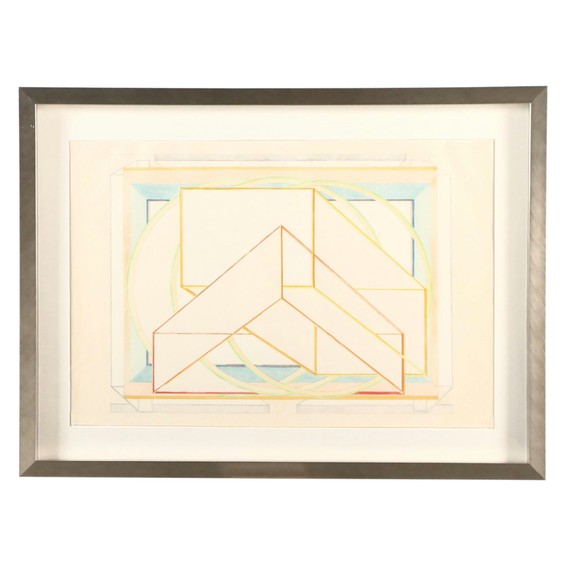 Al Held "Kyoto-Wa" Colored Woodcut, 1985