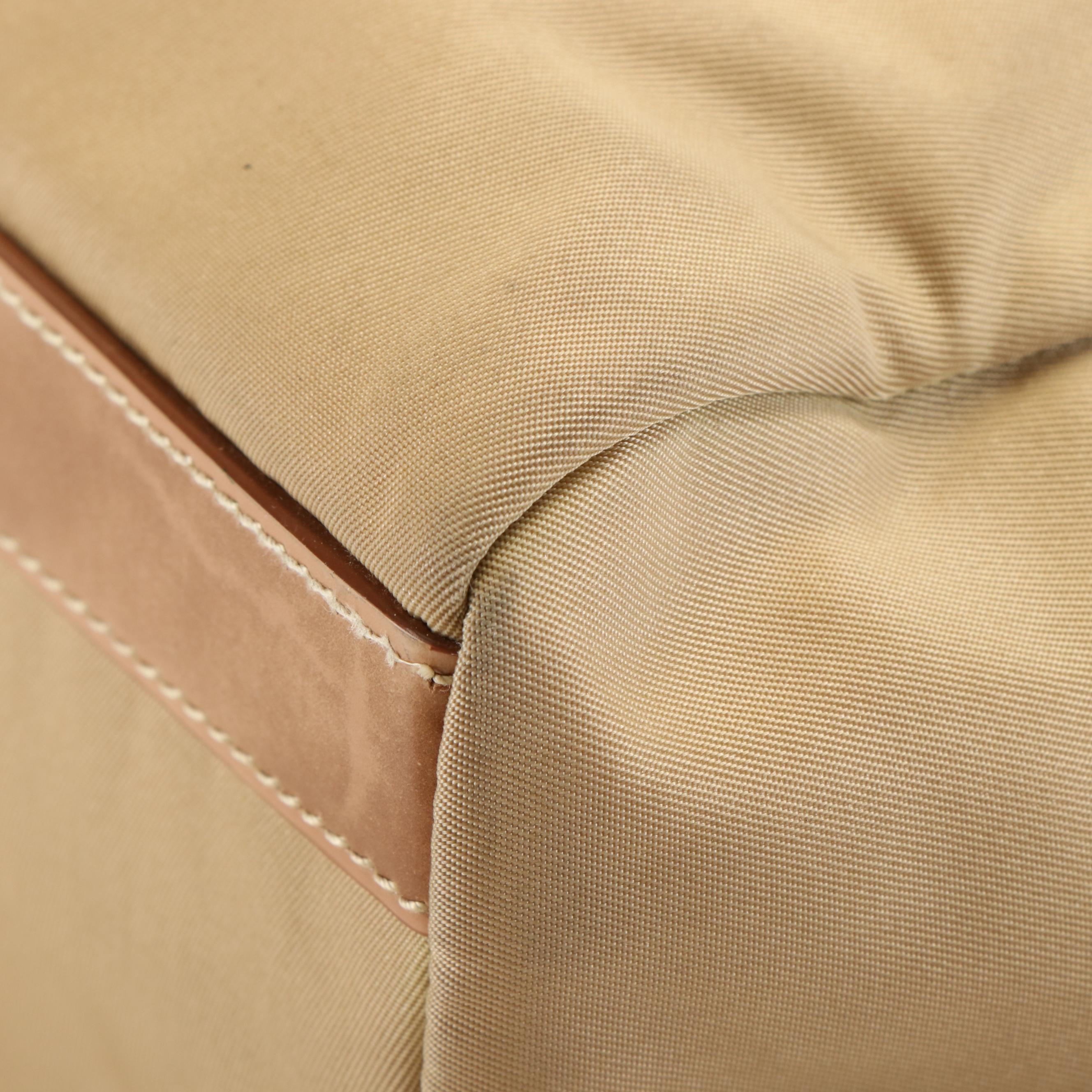 Prada Canapa Logo Boston Bag in Beige Tessuto Nylon