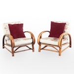 Pair of Mid Century Modern Bent Rattan Lounge Chairs
