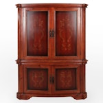 Arhaus Red-Stained and Paint-Decorated Pine Armoire