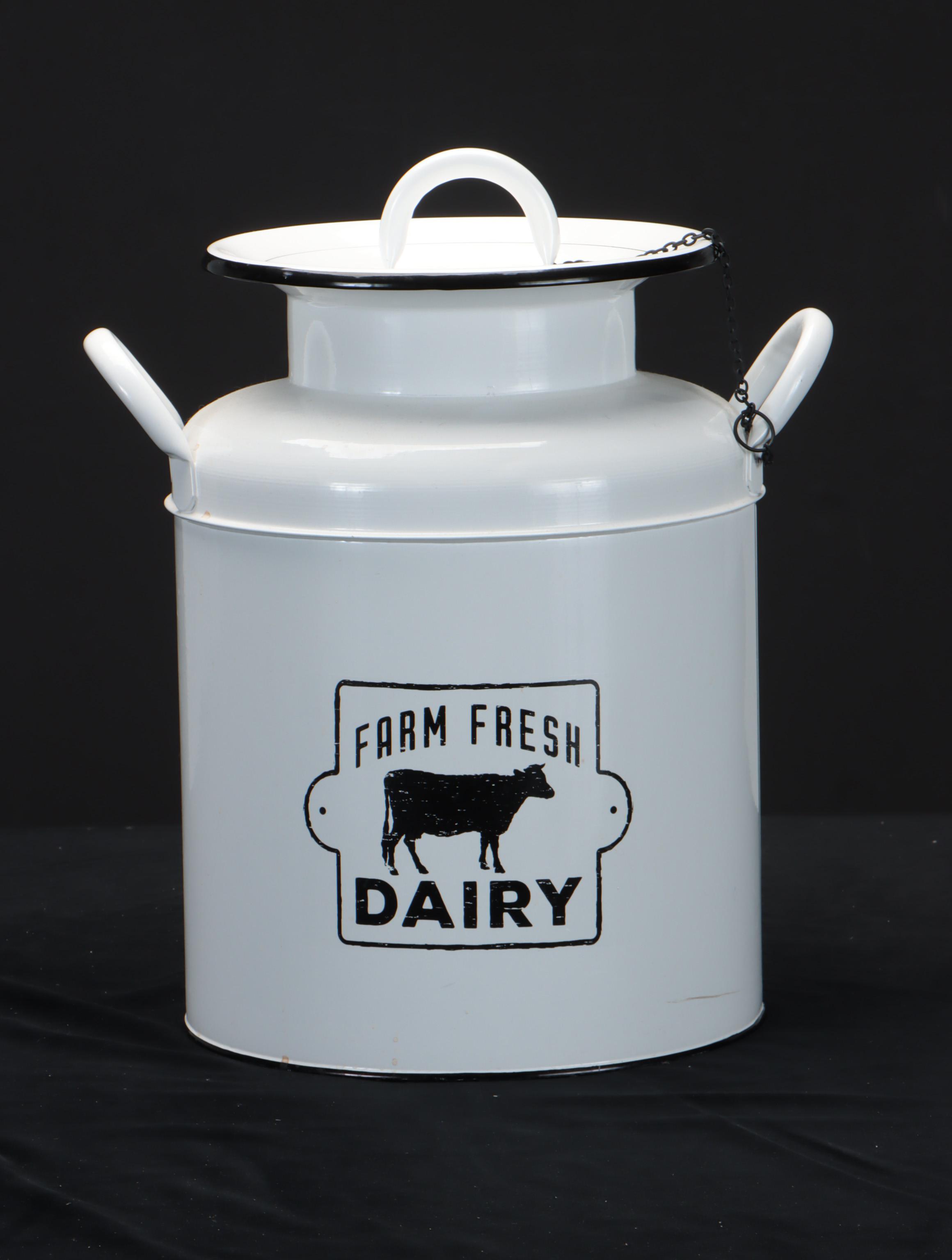 Farm Fresh Dairy Decorative Milk Jug with Galvanized Metal Jug and Vase