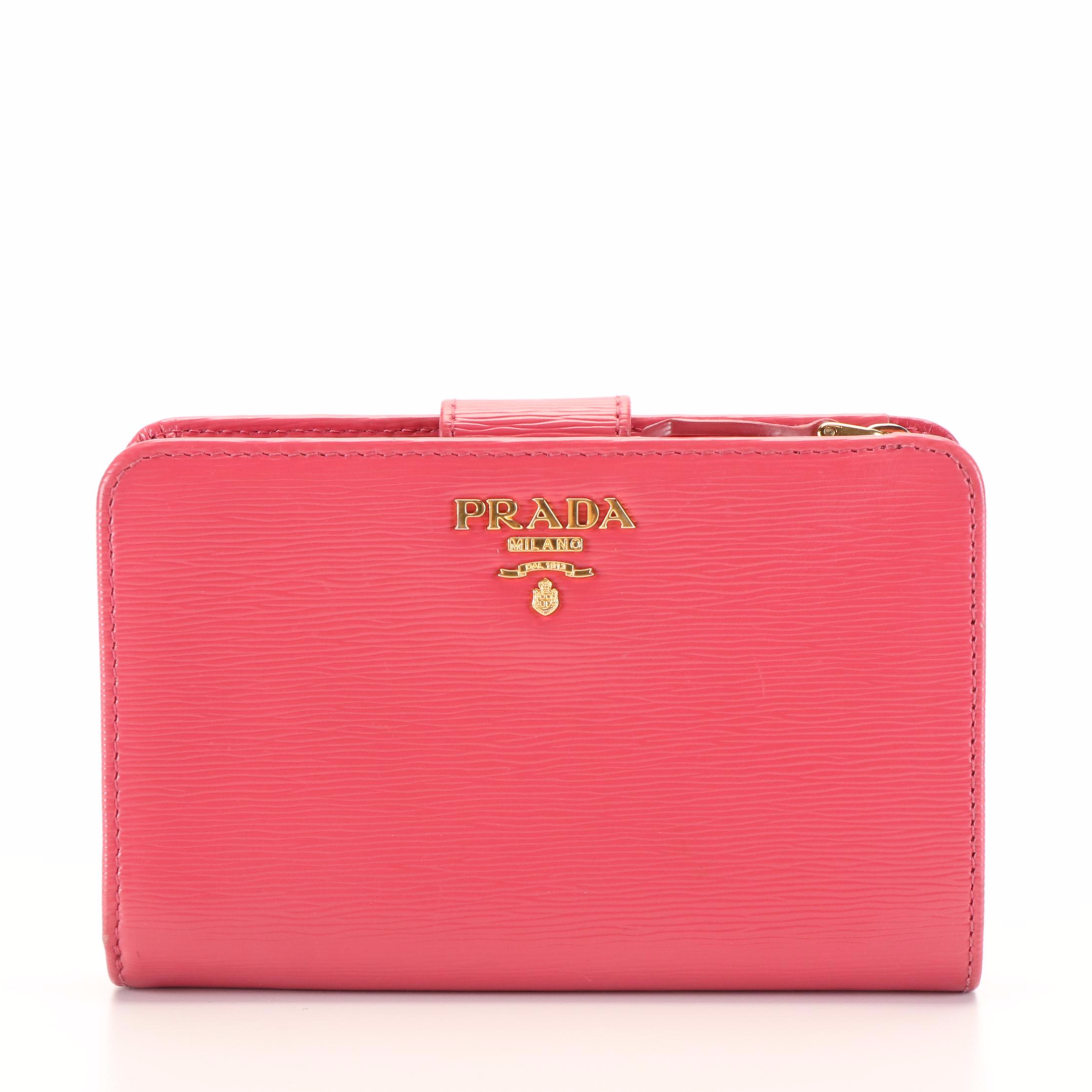 Prada French Wallet in Pink Vitello Move Leather
