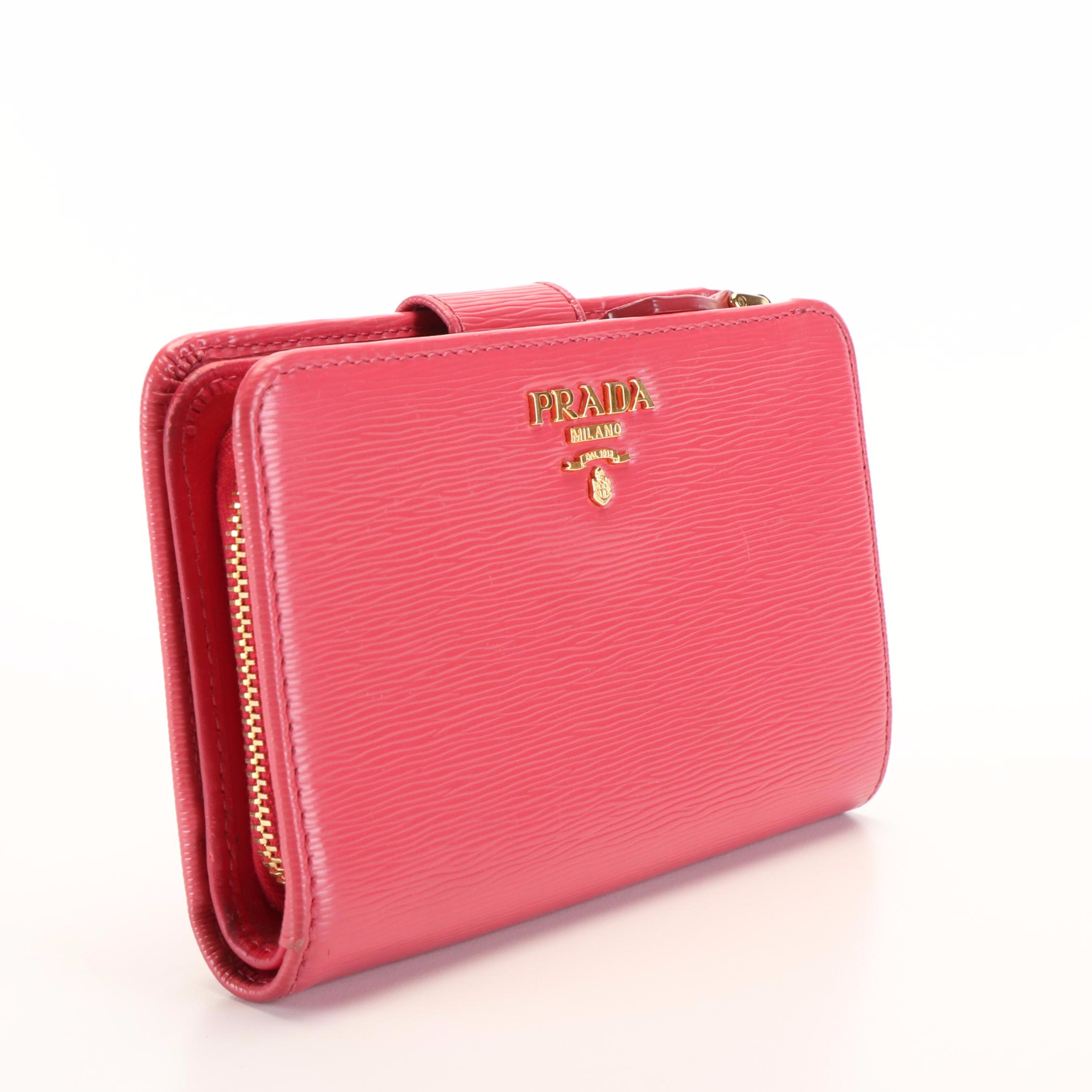 Prada French Wallet in Pink Vitello Move Leather