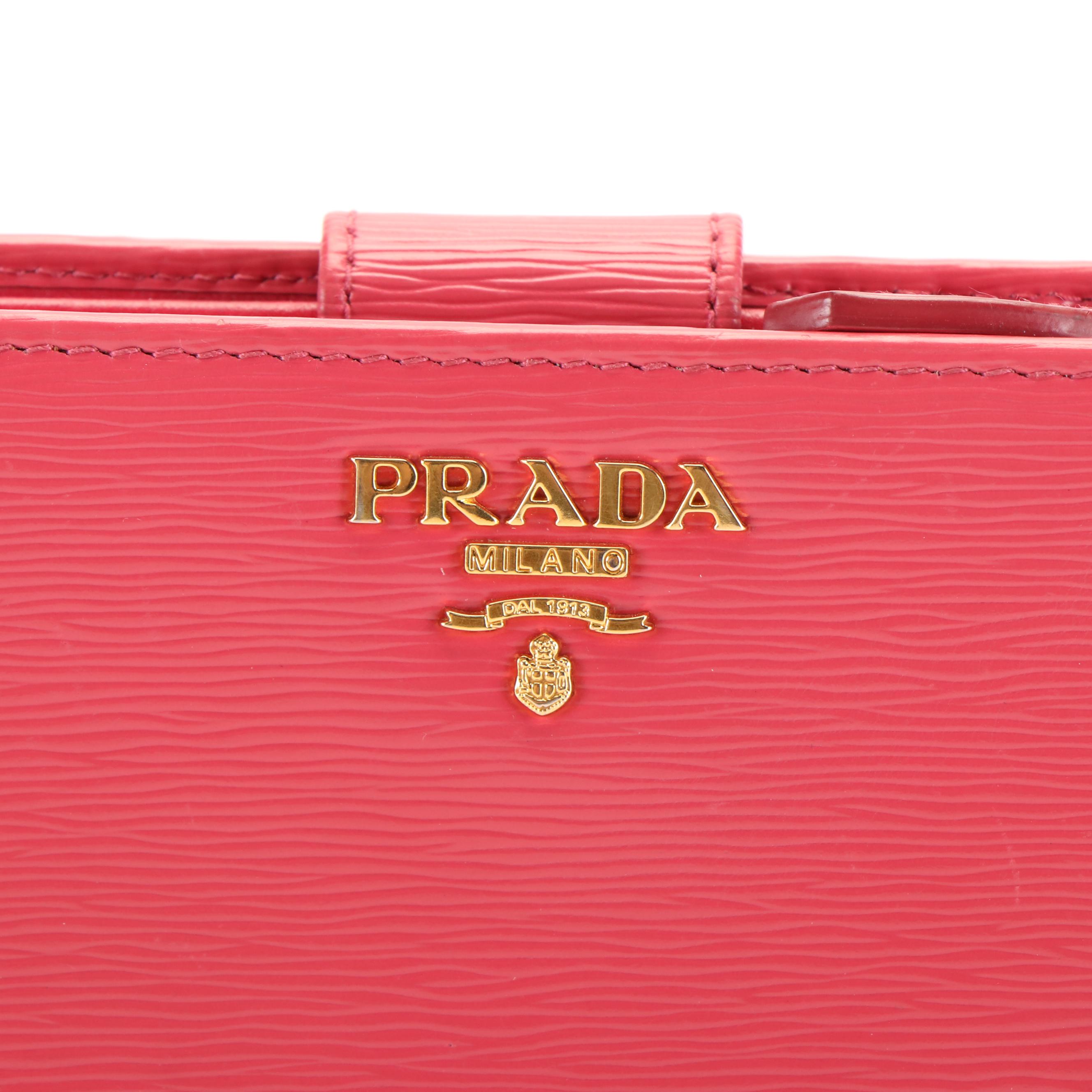 Prada French Wallet in Pink Vitello Move Leather