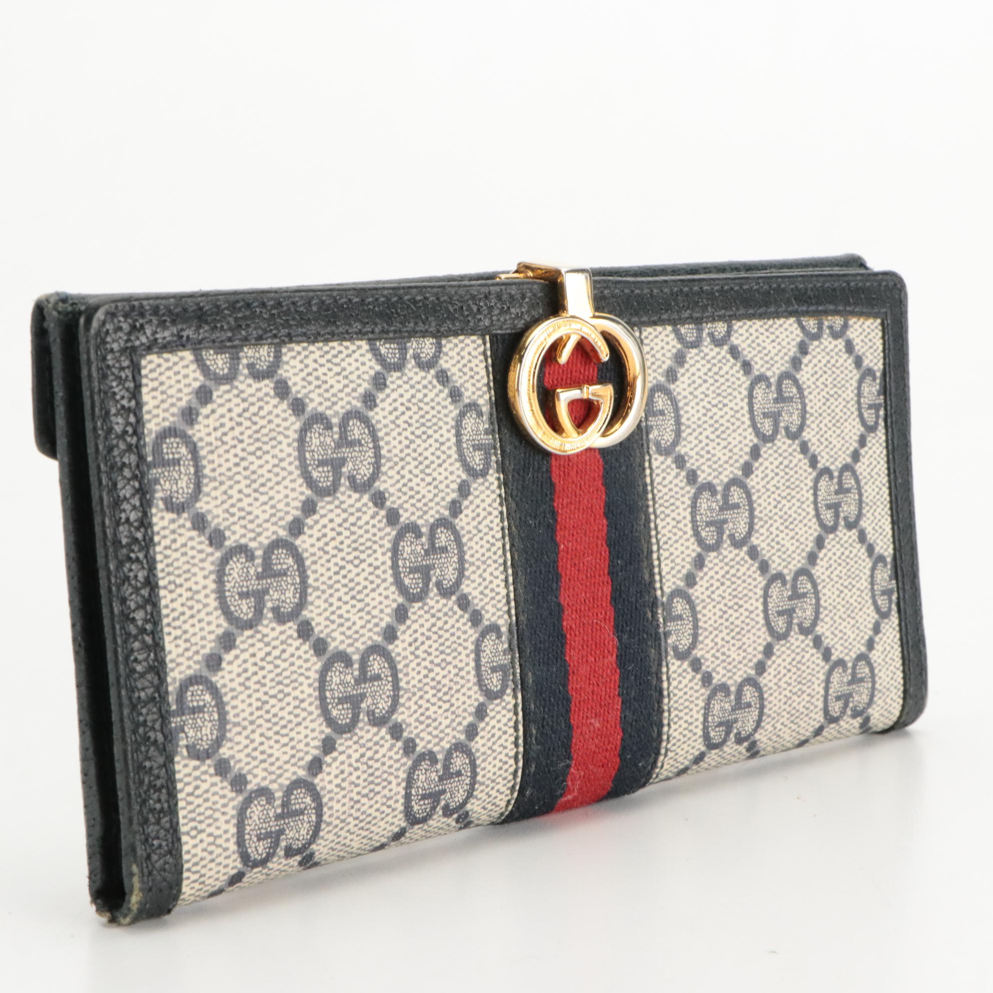 Gucci Web Stripe Supreme Canvas and Leather Boston Bag with Wallet & Key Holder