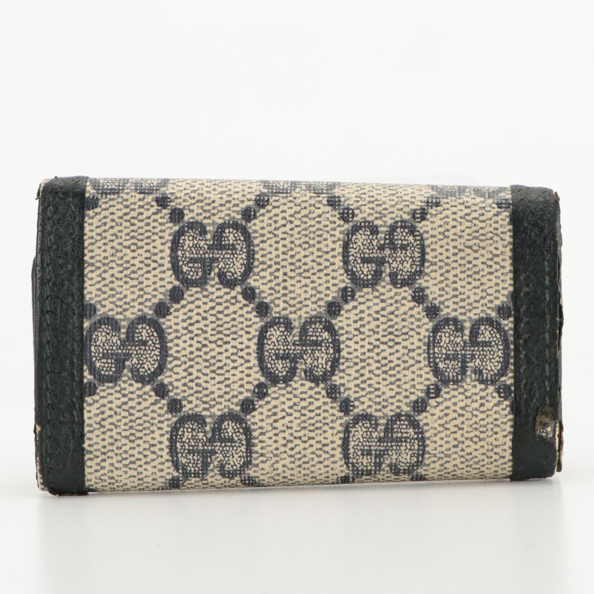 Gucci Web Stripe Supreme Canvas and Leather Boston Bag with Wallet & Key Holder