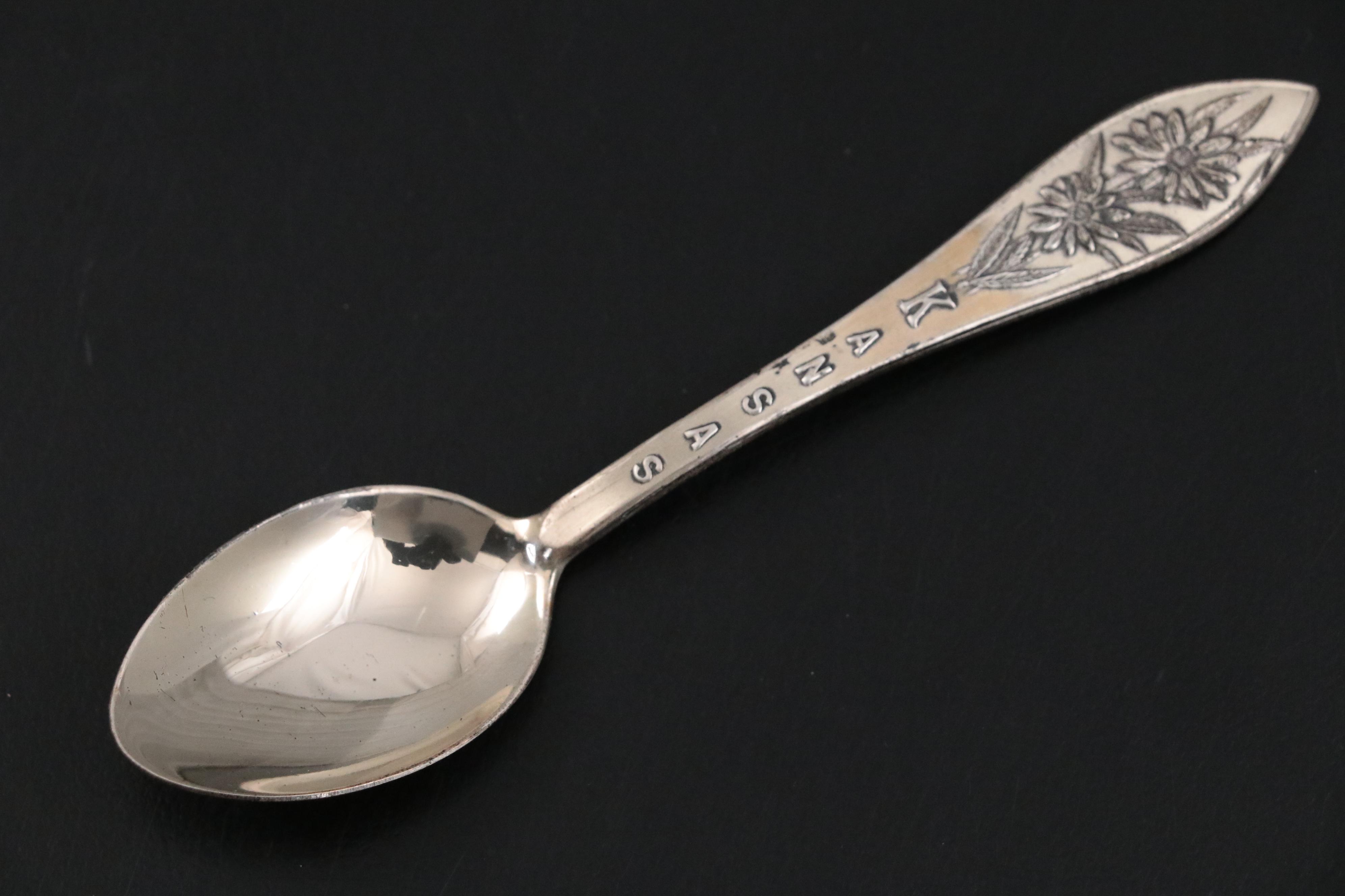 Silver Plate and Other Metal Souvenir Spoons Framed in Shadow Boxes