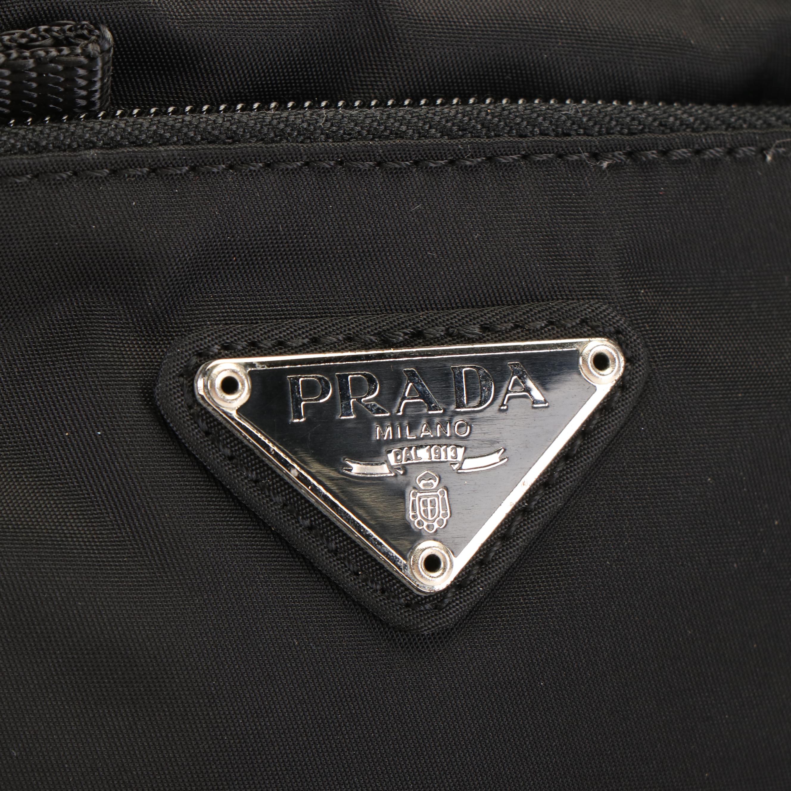 Prada Vela Triangle Logo Tessuto Black Nylon Messenger Bag