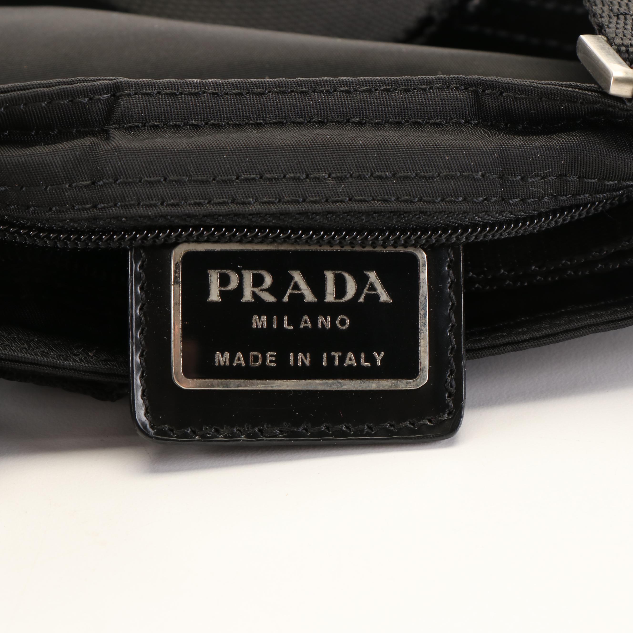 Prada Vela Triangle Logo Tessuto Black Nylon Messenger Bag