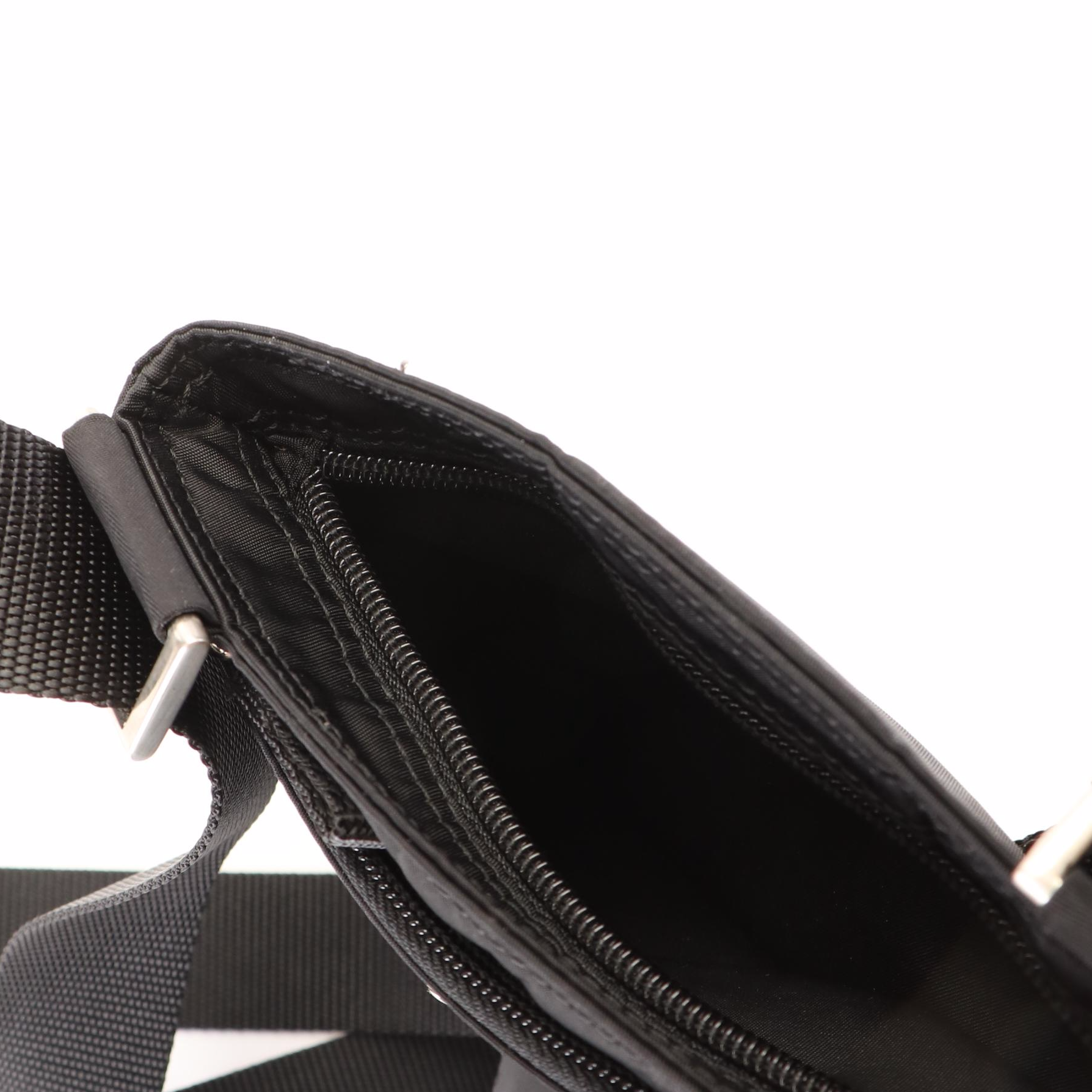 Prada Vela Triangle Logo Tessuto Black Nylon Messenger Bag