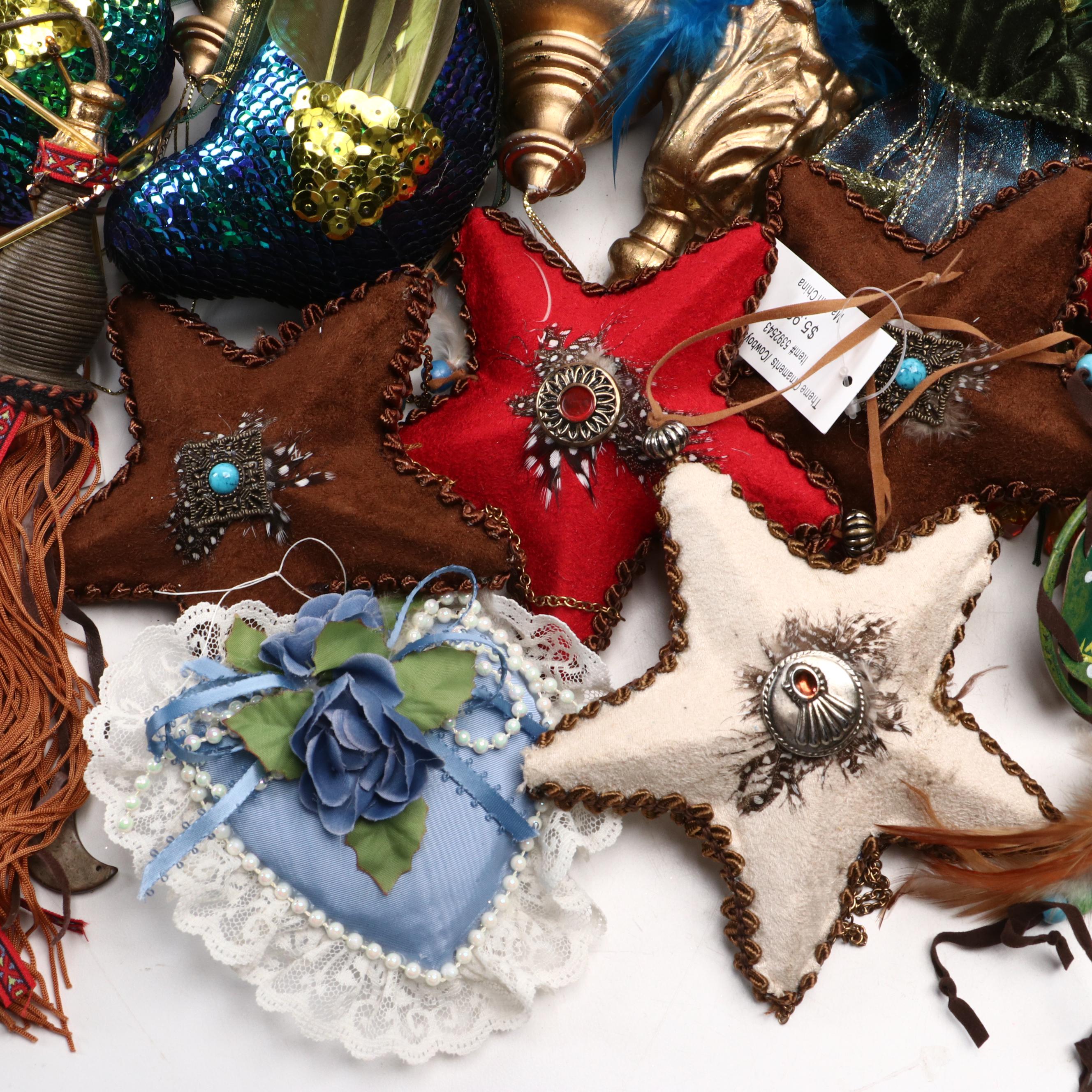 Moroccan Magic Feathered Ornaments and Decorative Tassels with Other Ornaments